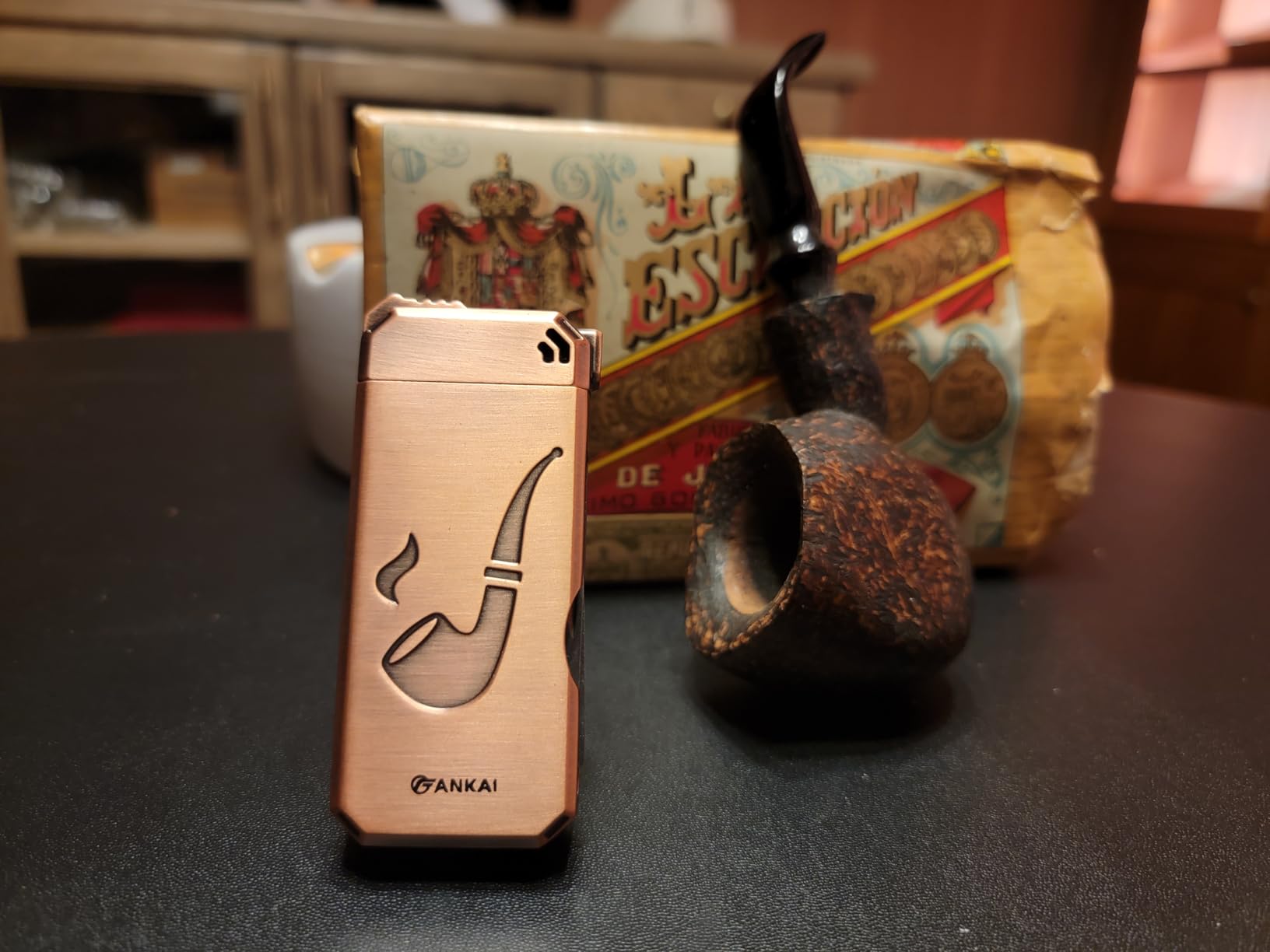 Pipe Lighter with Stand, 3 in 1 Cleaner Tools, Butane Refillable with Angled Soft Flame, Gas Lighter with Window customer photo 2