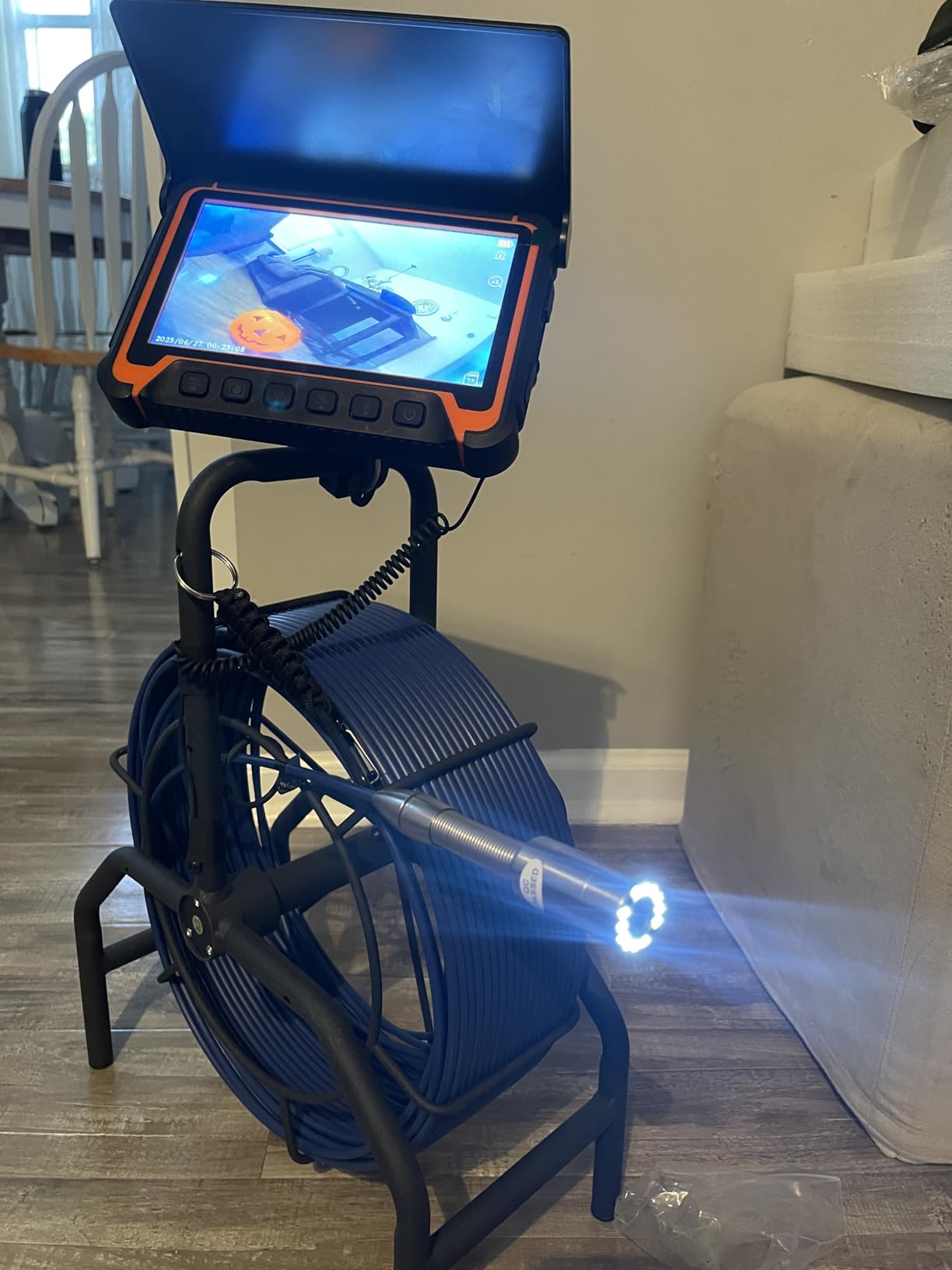 Sewer Camera with Locator, Self Leveling, 164FT, Retractable Handle, 7MM Cable, 9'' IPS Drain Inspection Camera with DVR, IP68 Plumbing Snake with 12 Lights for Home, Duct Pipe Inspection customer photo 1
