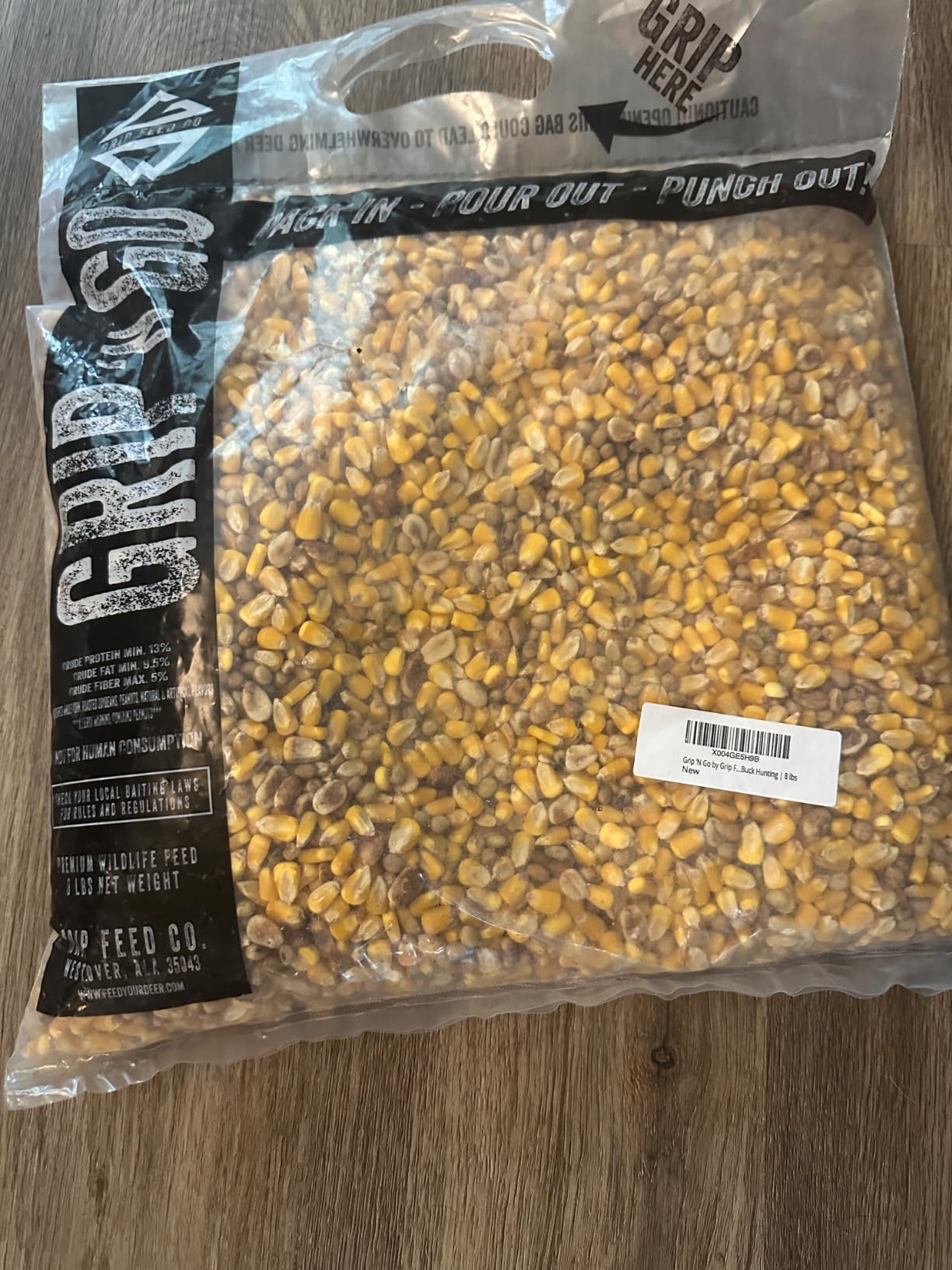 Deer Attractant | Antler Growth Booster | Peanuts, Roasted Soybeans, Whole Corn | Wildlife Food | Whitetail Hunting | Year-Round Nutrition | Powerful Flavor Additive | Grip 'N Go by Grip Feed | 8 lbs customer photo 1
