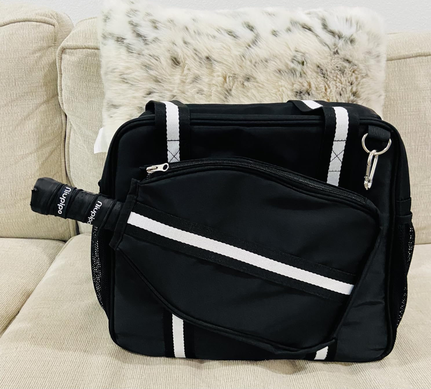 Pickleball Tote Bag for Women Men with Paddle Cover Pocket External Ball Bag and Adjustable Shoulder Strap Fence Hook customer photo 1