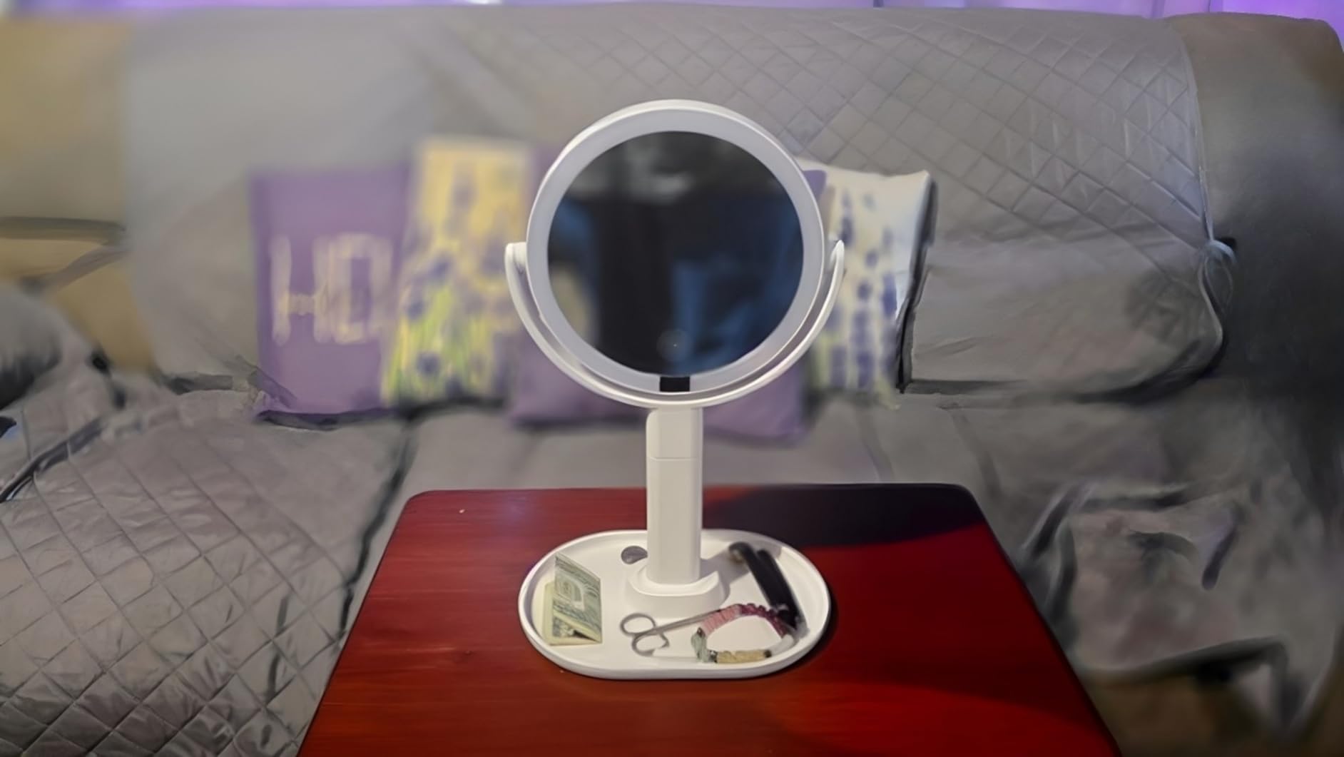 B Beauty Planet Vanity Mirror with Lights, 30X Magnifying Makeup Mirror with 3 Lighting and Adjustable Brightness, Rechargeable 2-Sided Height Adjustable Desk Mirror customer photo 2