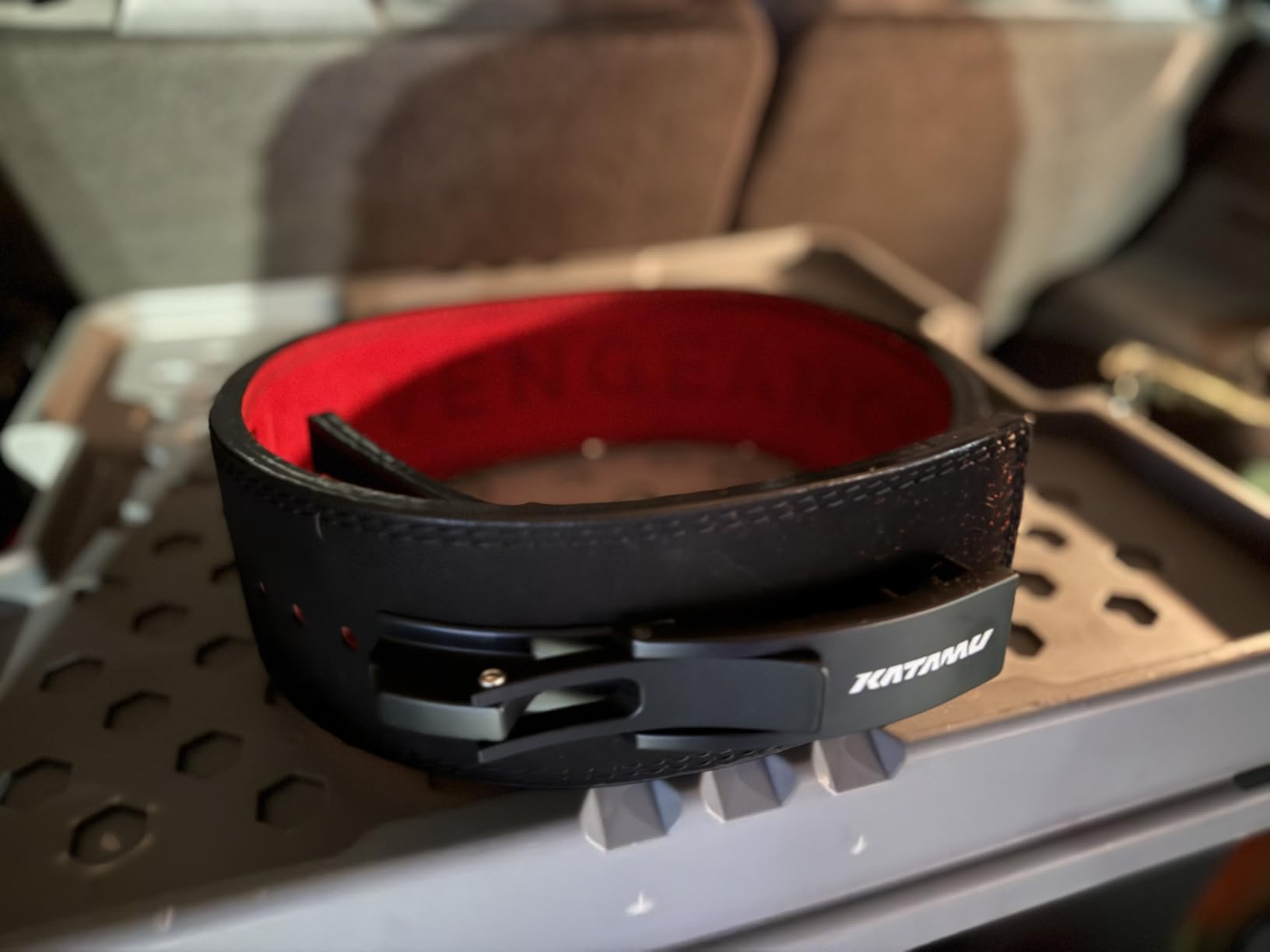 Katamu Premium Leather Lever Weightlifting Belt - Secure Steel Lever, Powerlifting Support for Deadlifts, Squats & Heavy Lifts - Be A Hero customer photo 1