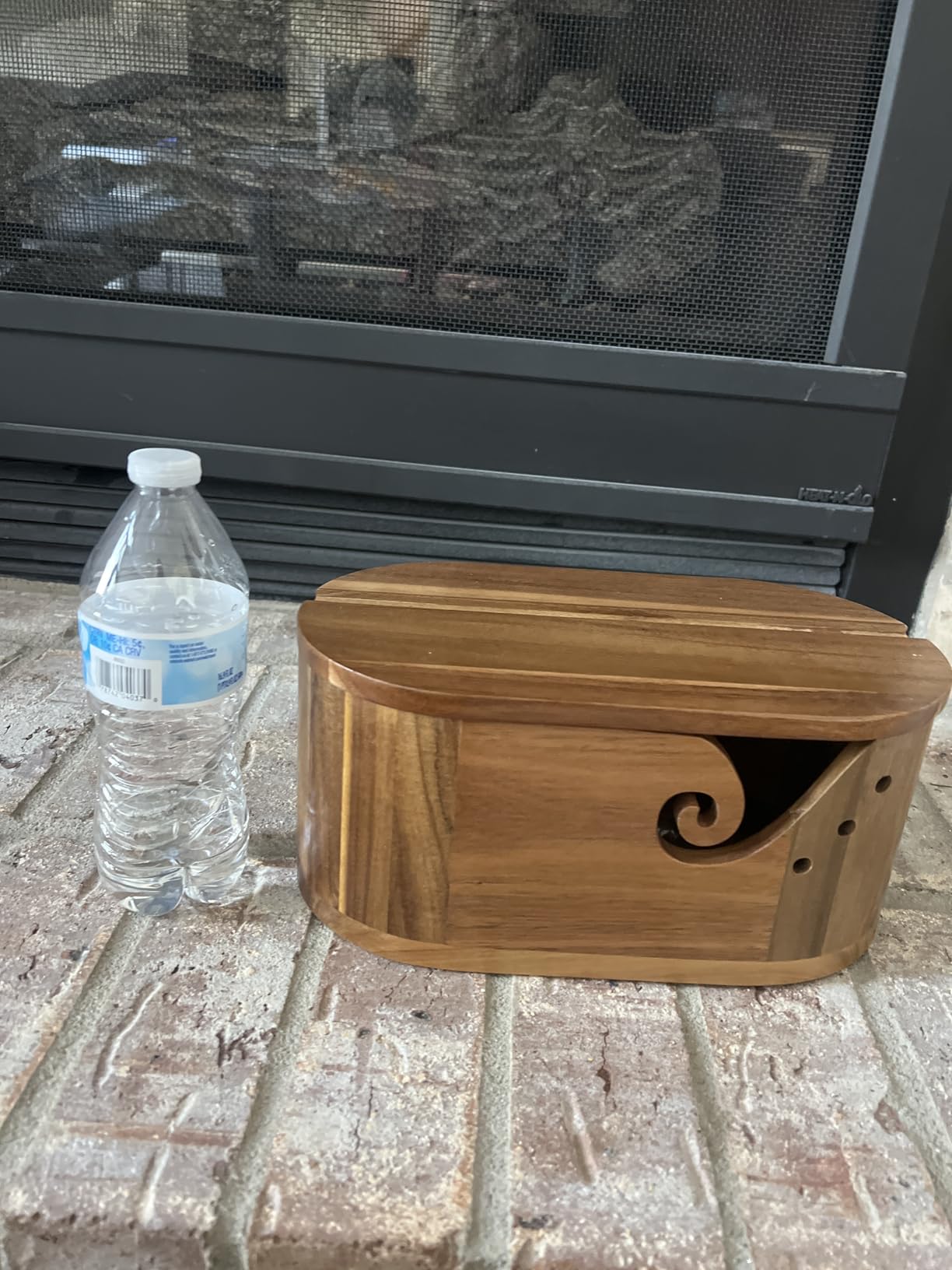 Oval Yarn Bowl, Crochet Yarn Holder with 9pcs Knitting Hooks, Yarn Storage Crochet Bowl Knitting Gift for Crocheters, Large Yarn Bowl Acacia Wooden 11.3x5.9x4.7inch (Acacia Yarn Bowl with Lid) customer photo 1