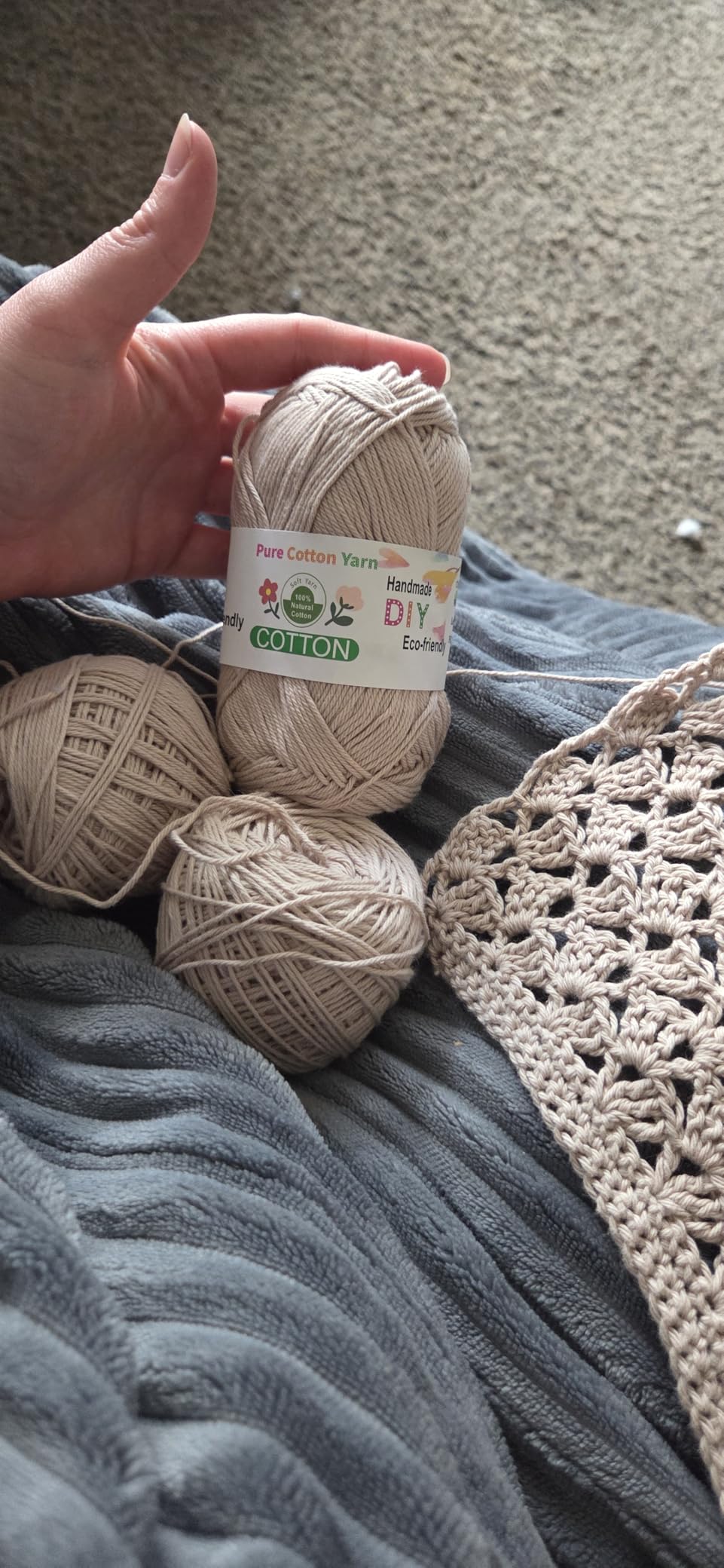 Katech Pure Cotton Yarn for Crocheting & Knitting - Soft Sport Weight CYC #2, 6 Skeins (50g Each, 300g Total), for Dishcloths, Baby Clothes, Socks, Lightweight Scarves customer photo 2
