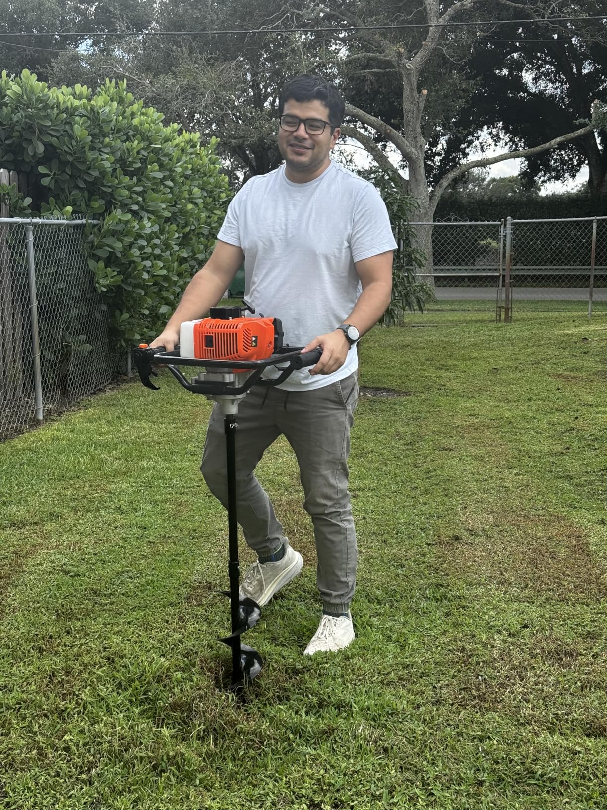 Baotree Post Hole Digger, 72cc Auger Post Hole Digger, Gas Powered Earth Digger with 2 Auger Drill Bits(6