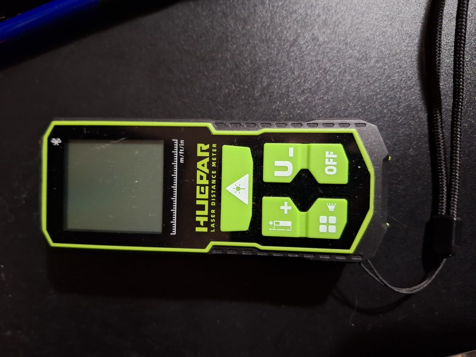 Huepar 330Ft Green Laser Measurement Tool with APP Control, Rechargeable Bluetooth Distance Meter ±1/16