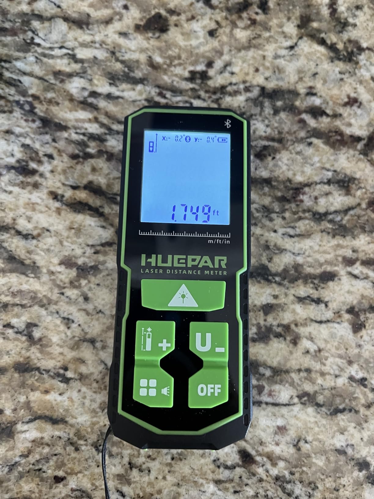 Huepar 330Ft Green Laser Measurement Tool with APP Control, Rechargeable Bluetooth Distance Meter ±1/16