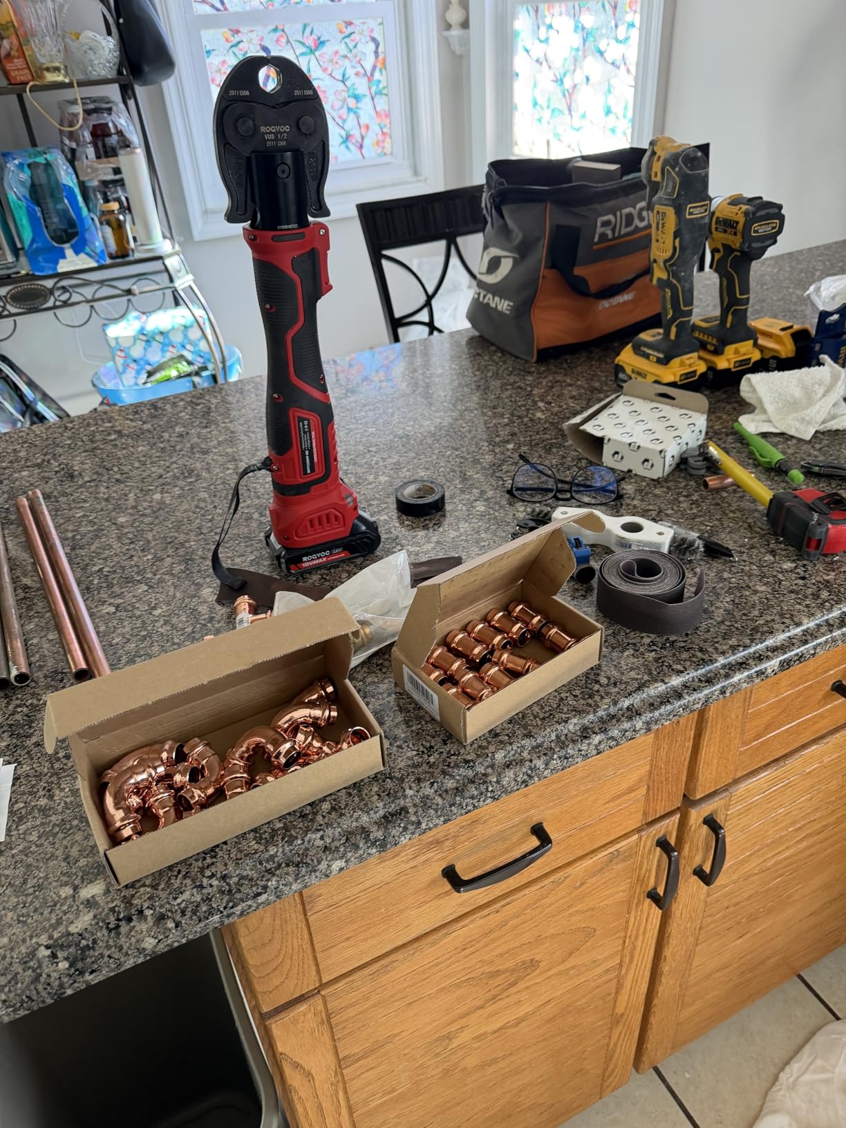 ProPress Tool for Copper Pipe, 18V Brushless Electric Crimping Tool Kit for 1/2, 3/4, 1 Inch Pro Press Fittings with 3 Press Jaws, 2-Pack 2Ah Batteries, Fast Charger, Carrying Case customer photo 1