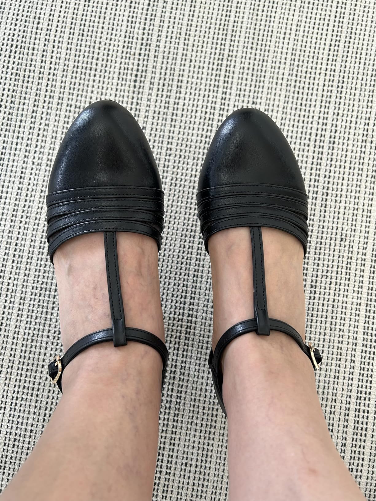 1920s Character Shoes for Women, Black Ballroom Dance Shoes Women, T-Strap Leather Non-Slip Women's Salsa Latin Tango Flamenco Dancing Shoe customer photo 2
