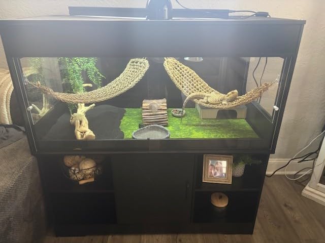 Herture 60 Gallon Reptile Tank with Stand, Terrarium Tank with Storage Cabinet, for Lizards, Skinks, Snakes, Sliding Acrylic Doors, Mesh Top, Built-in Power Outlet Black PX02RTB customer photo 1