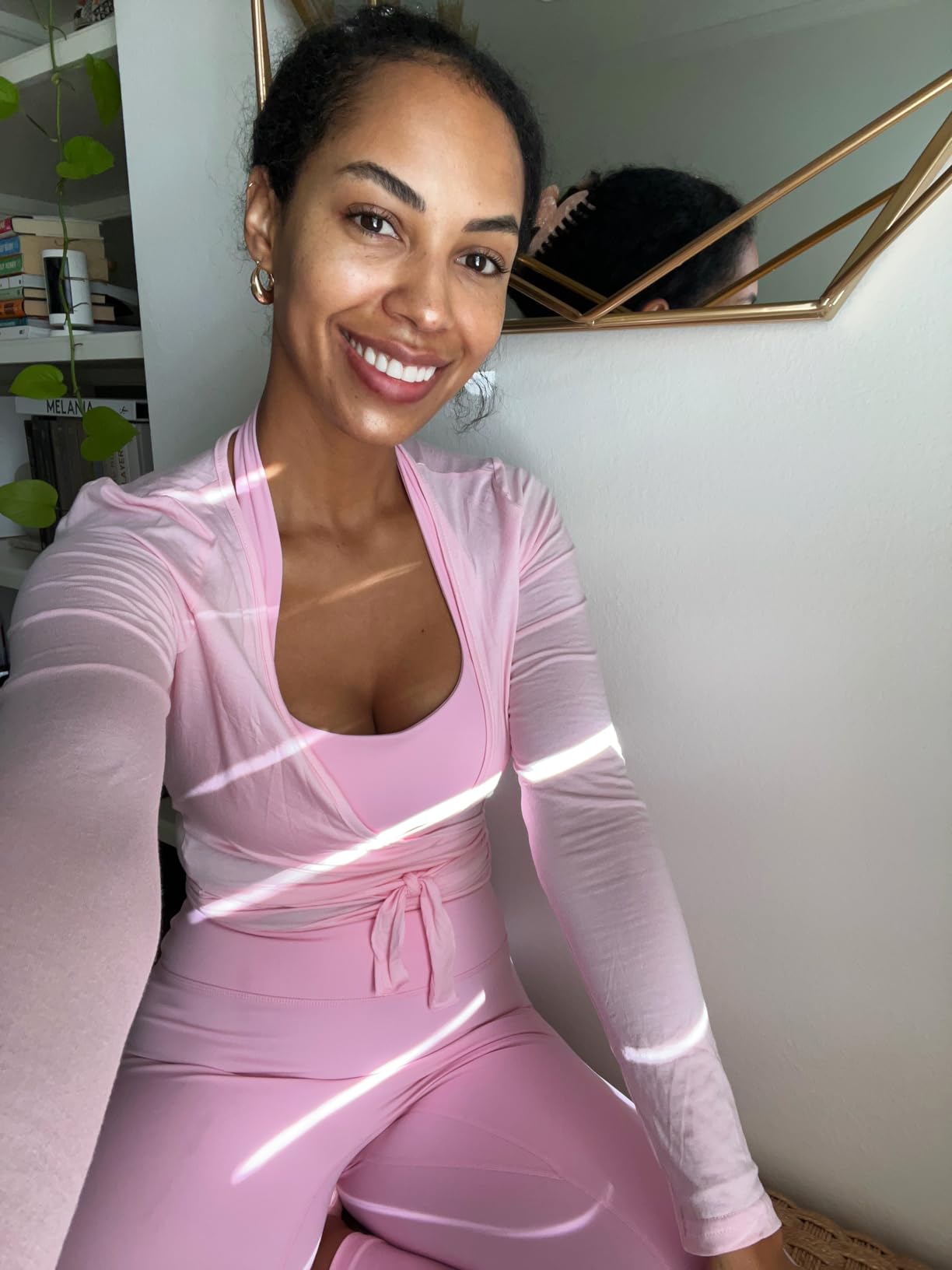 Women Ballet Wrap Top Long Sleeve Self Tie Dance Shirt Pilates Yoga Tops Y2k Workout Active Blouses customer photo 2