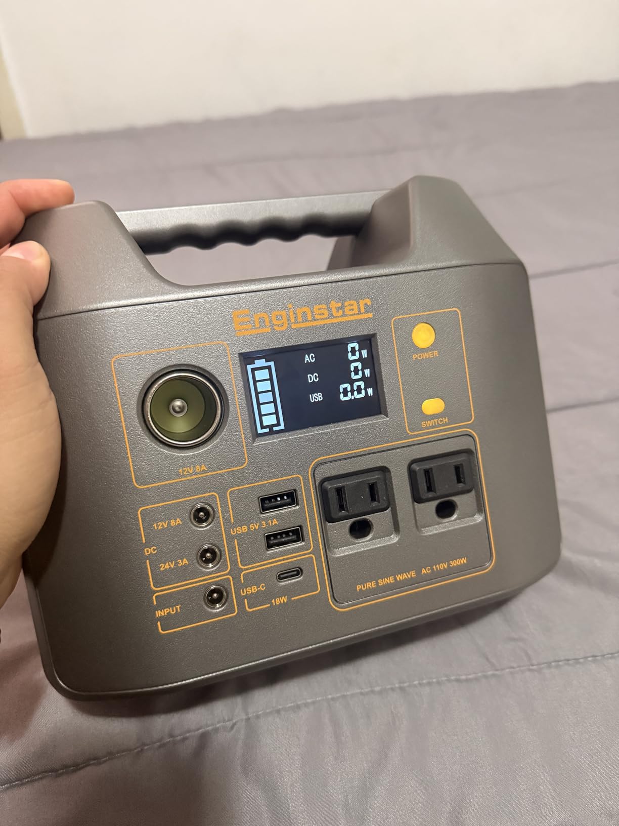 EnginStar Portable Power Station, 300W Solar Generator, 110V 296Wh Power Bank Two Pure Sine Wave AC Outlet 80000mAh Lithium Battery Pack for Camping Outdoors Trip RV Hunting Vans Emergency Backup customer photo 1