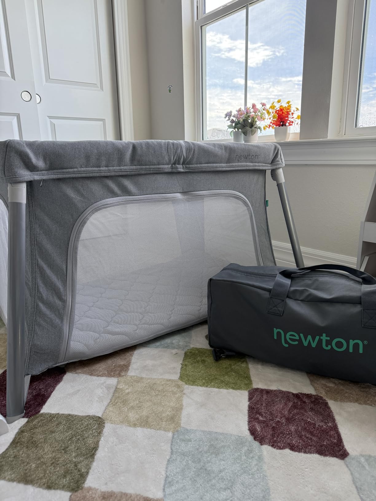 Newton Baby Compact Travel Crib & Play Yard | Breathable & Washable Mattress, Foldable Carry-On Size, Backpack Straps, Sand customer photo 2
