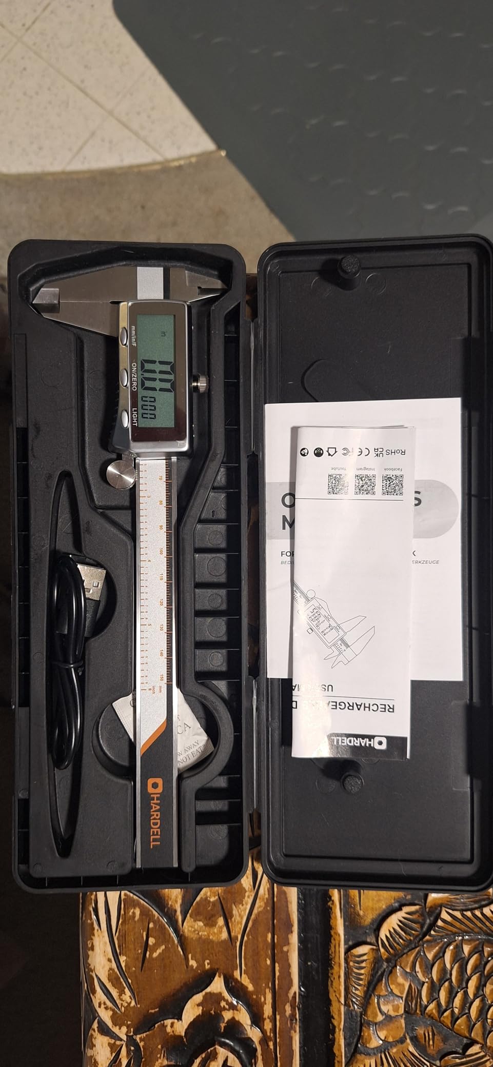 HARDELL Digital Caliper, Rechargeable Caliper Measuring Tool with Backlight LCD Screen, All Metal Calipers, Auto-Off Digital Micrometer, Inch/MM/Fraction for Household/3D-Printing-Rechargeable 6 Inch customer photo 1