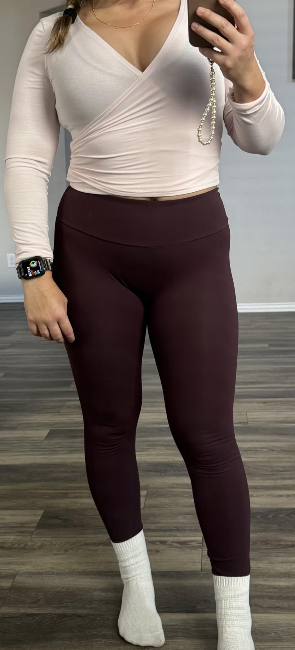 Women Wrap Top Thumb Hole Long Sleeve Self Tie Workout Shirt Pilates Ballet Yoga Tops customer photo 2