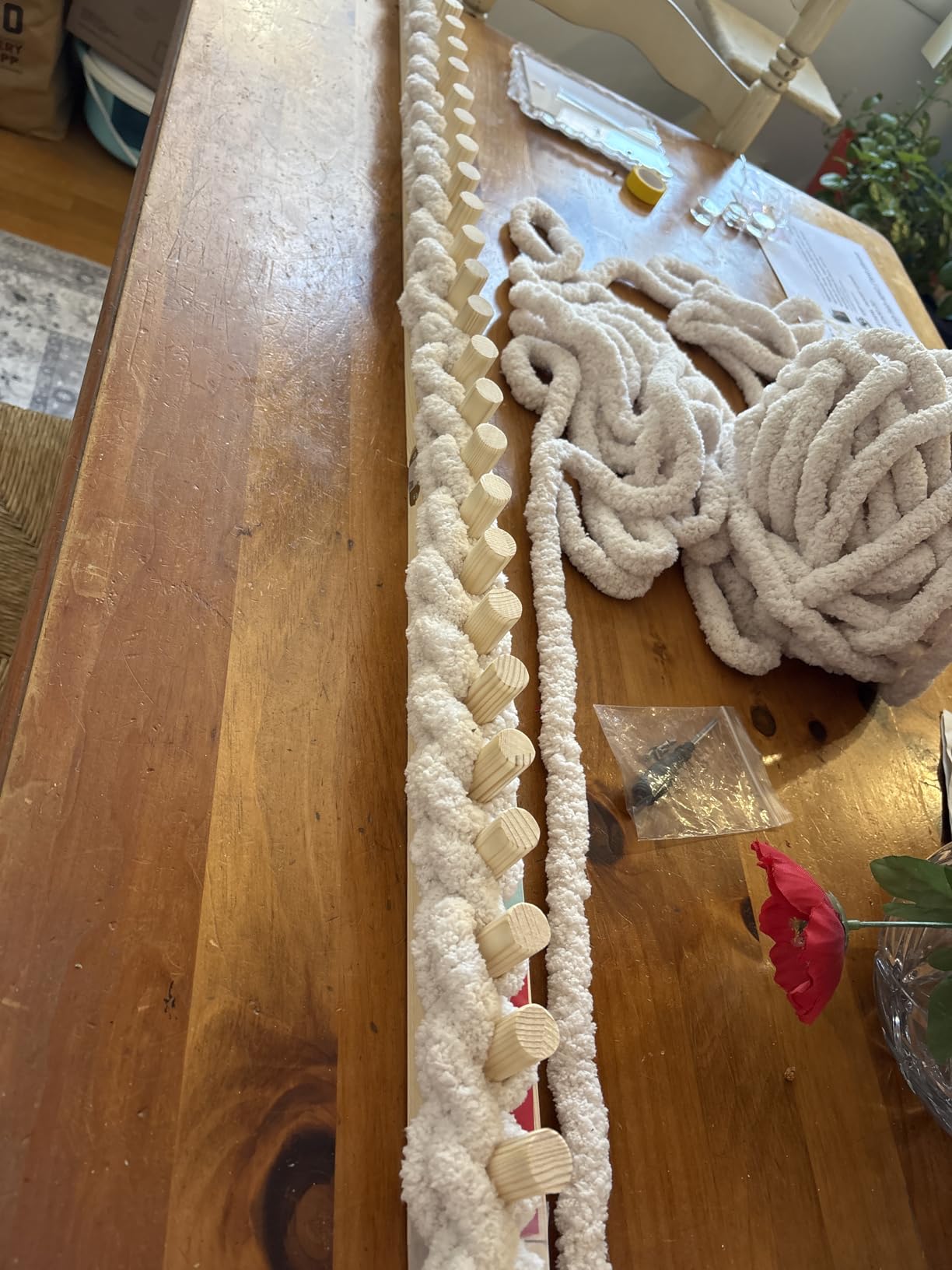 Chunky Blanket Loom Knitting Looms and Boards, Adjustable Size Wooden Loom for Blanket, No Needles Required Hand Knitting Kit for DIY Yarn Craft, Home Decor, Stress Relief, Beginner Friendly (31 In) customer photo 1