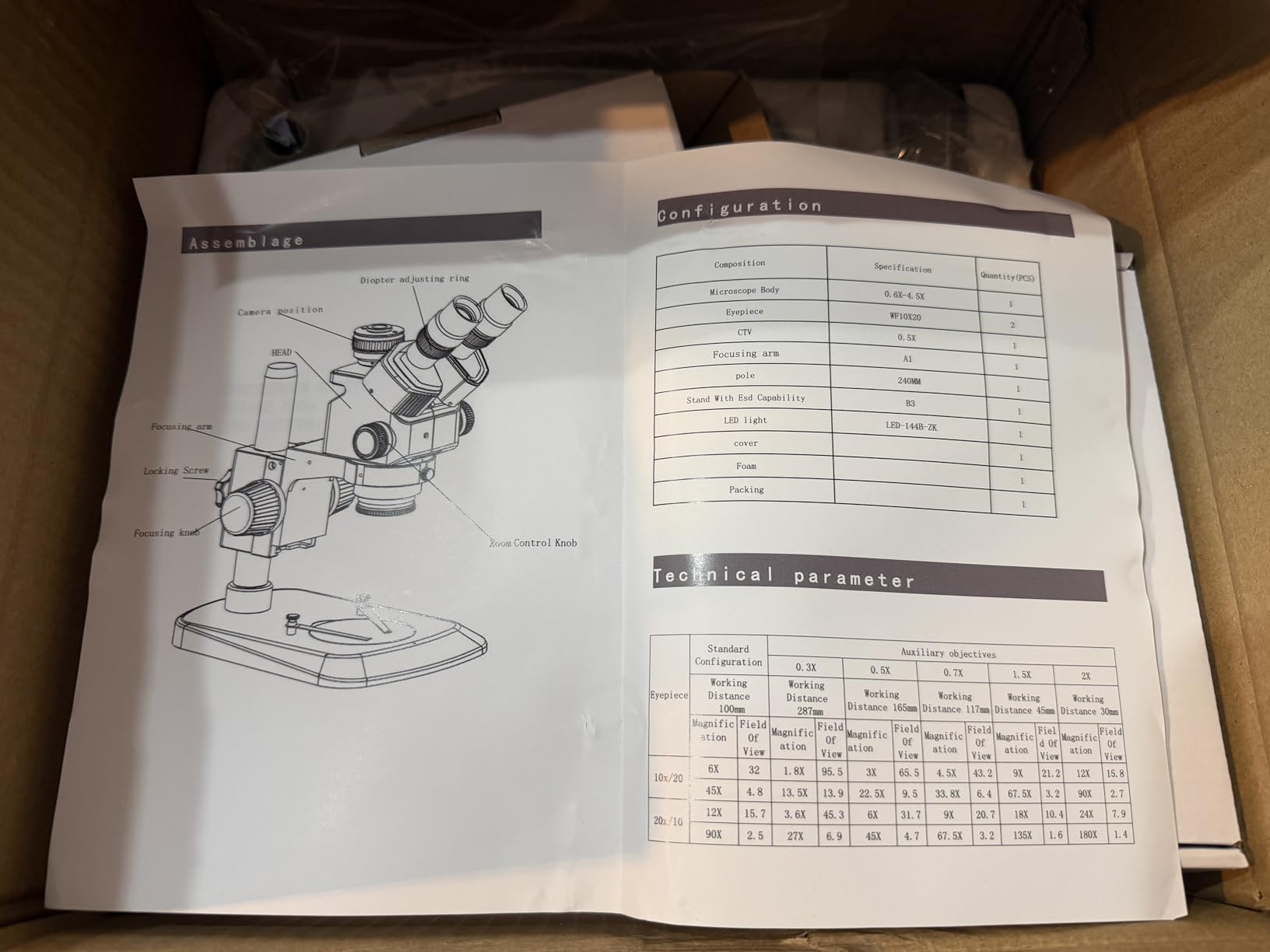 Professional Trinocular Stereo Zoom Microscope, with 56-Bulb LED Ring Light, 6X-45X Magnification, WF10X Eyepieces, 0.6X-4.5X Zoom Objective, 0.5X CTV Trinocular High Definition Adapter customer photo 1