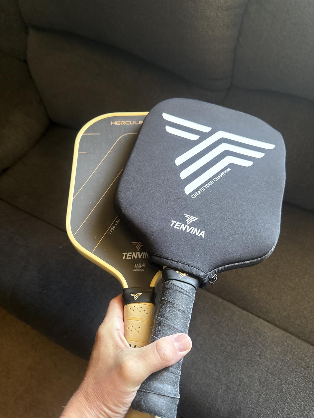 TENVINA Pickleball Paddles, Thermoformed T700SC Carbon Fiber Pickleball Paddle, USAPA Approved with Dominant Power and Larger Sweet Spot customer photo 1