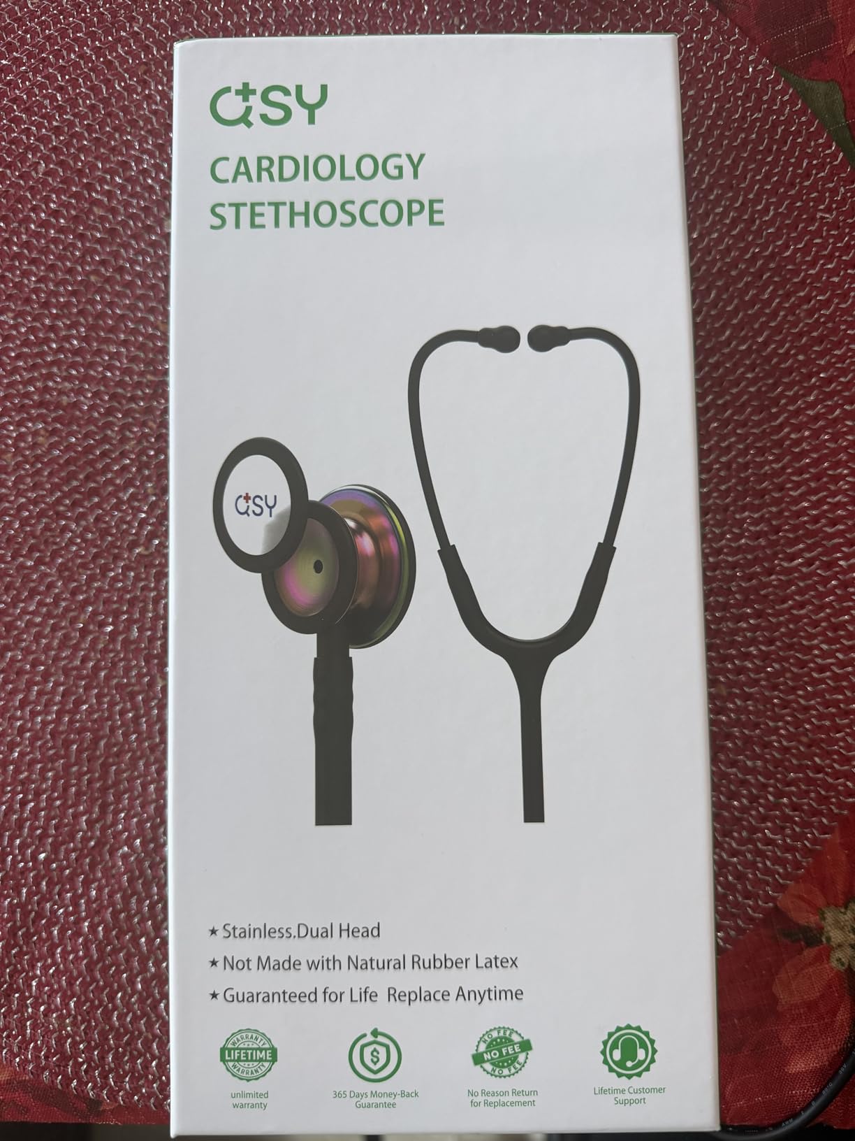 Stainless Steel Stethoscope, Dual-Frequency Diaphragm, Bell & Diaphragm & Pediatric Diaphragm, Noise-Reducing Silicone Ear Tips, Ideal for Doctors, Nurses, Students Use customer photo 1