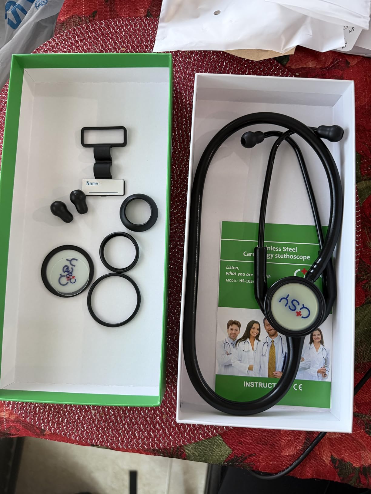 Stainless Steel Stethoscope, Dual-Frequency Diaphragm, Bell & Diaphragm & Pediatric Diaphragm, Noise-Reducing Silicone Ear Tips, Ideal for Doctors, Nurses, Students Use customer photo 2