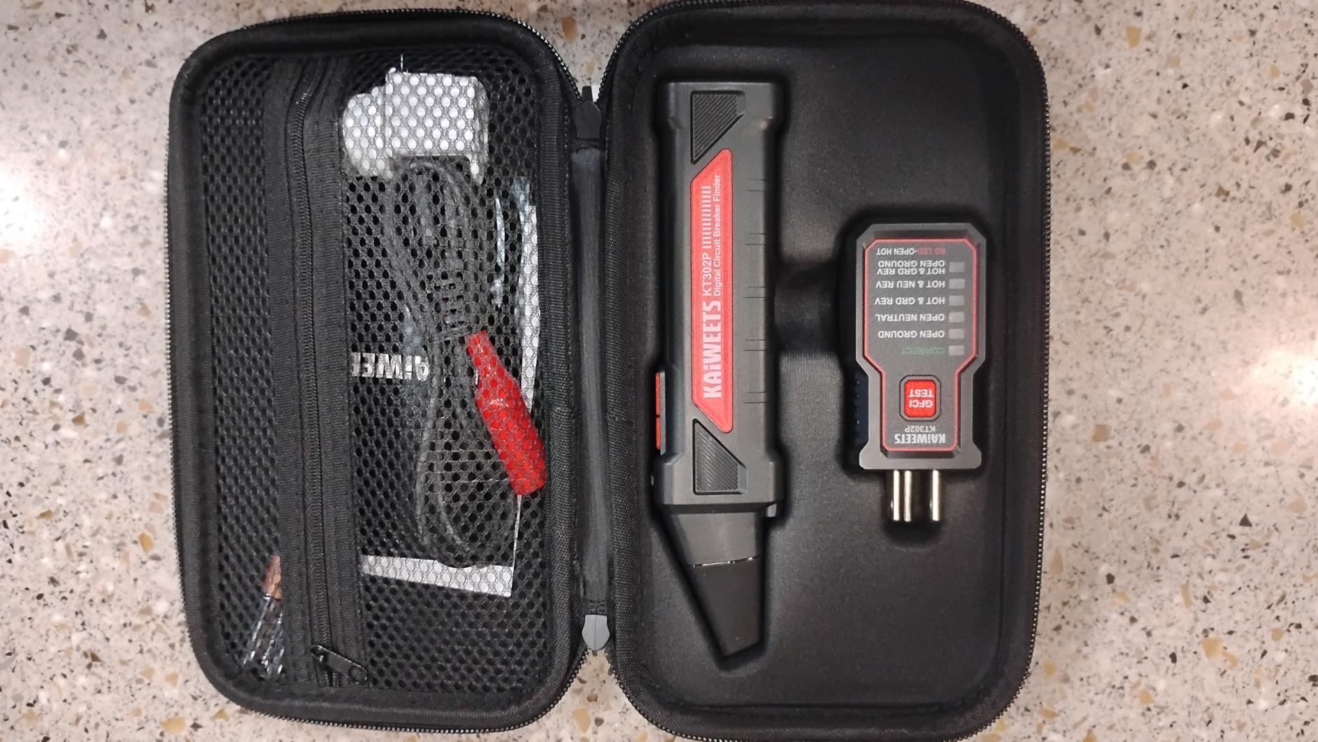 KAIWEETS Circuit Breaker Finder Tool Kit, GFCI Outlet Tester with Dual-Sided LED Indicators, Electrical Circuit Tracer Tool with Flashlight, Includes Carrying Case and Adapters- KT302P customer photo 2