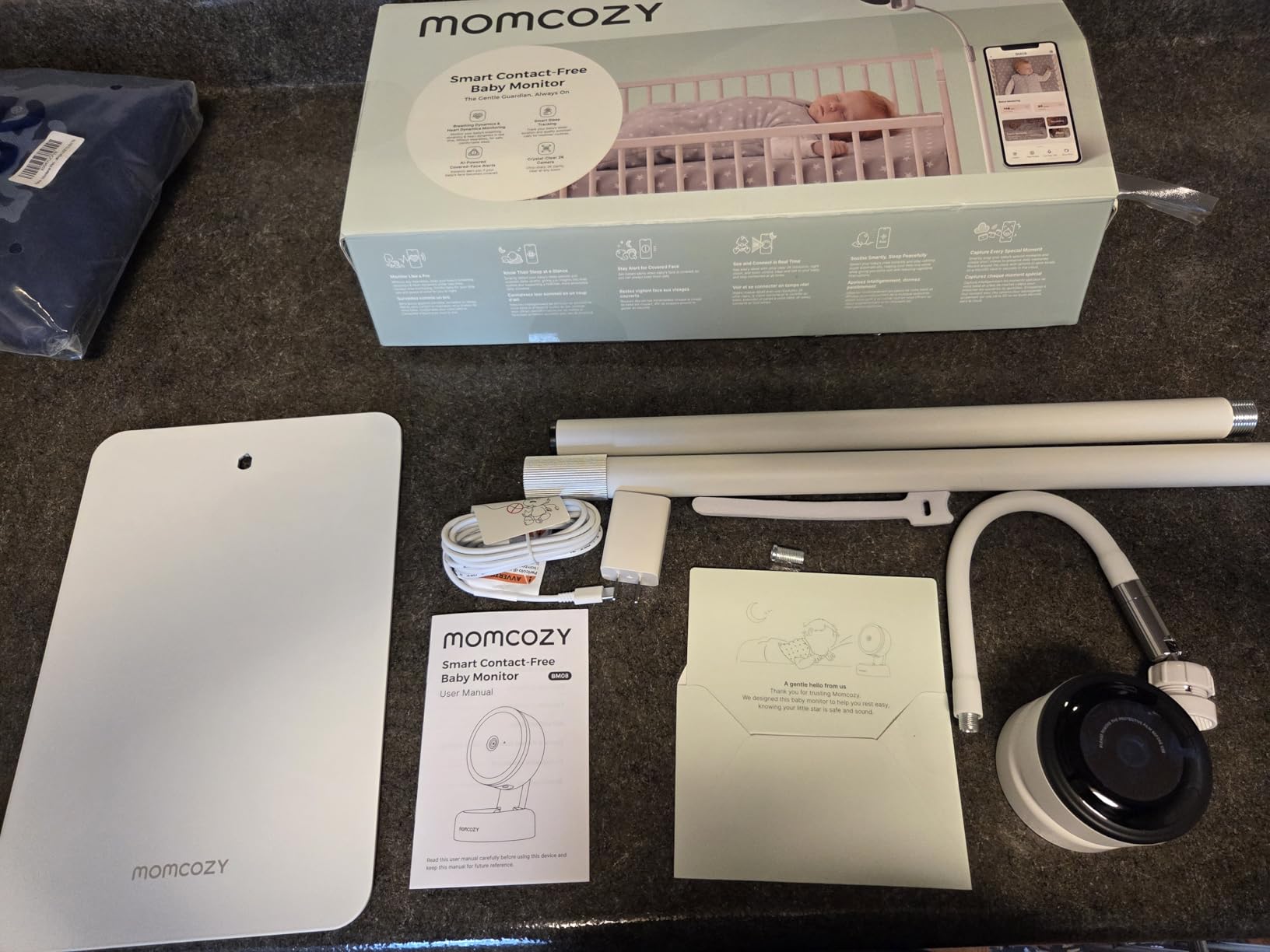 Momcozy Smart Baby Monitor, Contact-Free Vitals Monitoring, 2K HD Night Vision, AI-Powered Safety Detection, Sound/Motion/Cry Notifications, Sleep Report, 2.4/5GHz Wi-Fi Connection, 2-Way Audio, BM08 customer photo 1
