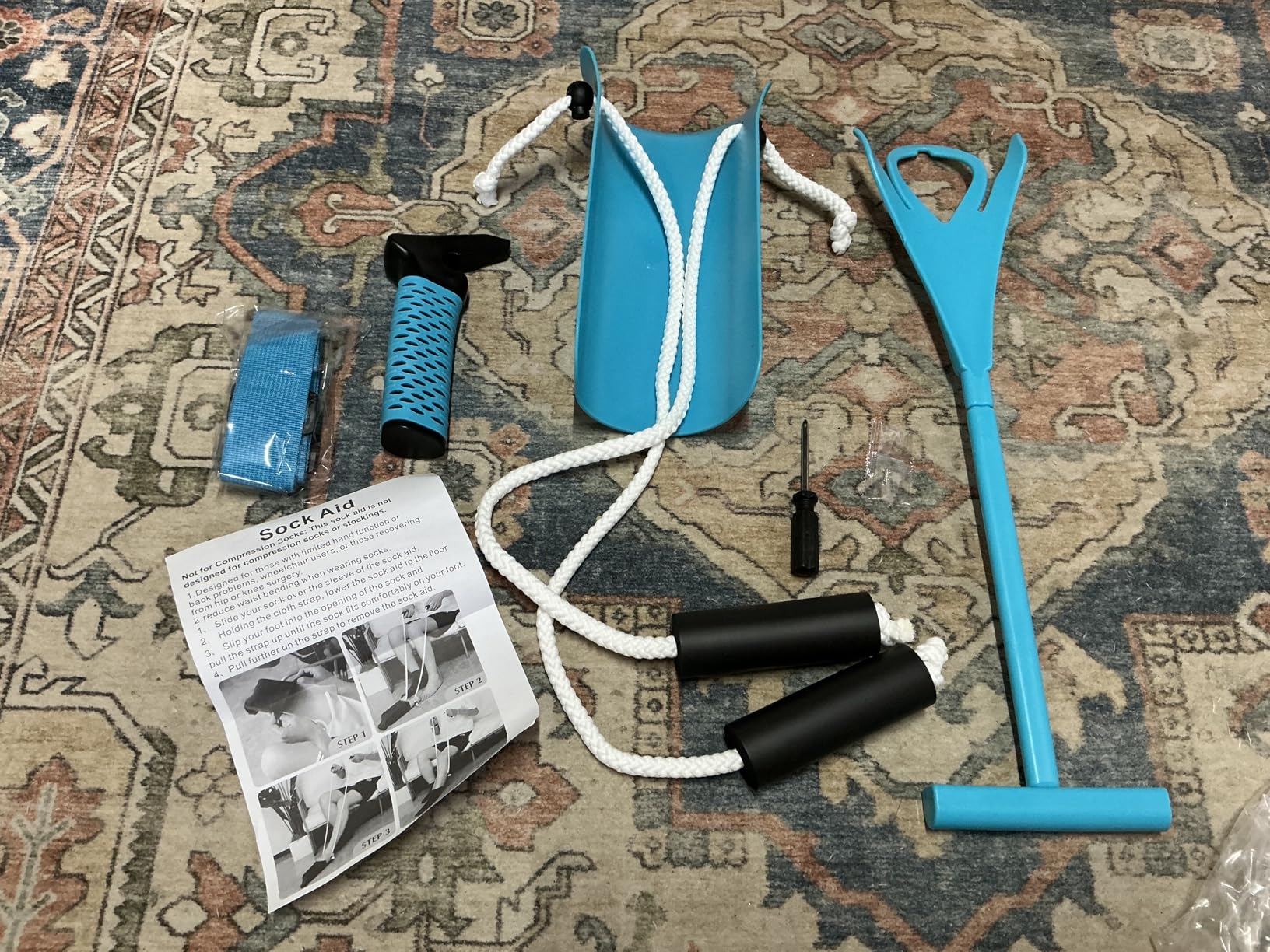 Sock Aid Kit for Seniors - Sock Puller, Leg Lifter Strap & Car Door Handle, Easy On Off Sock Helper, No Bending Dressing Aid for Elderly, Pregnant & Limited Mobility customer photo 2