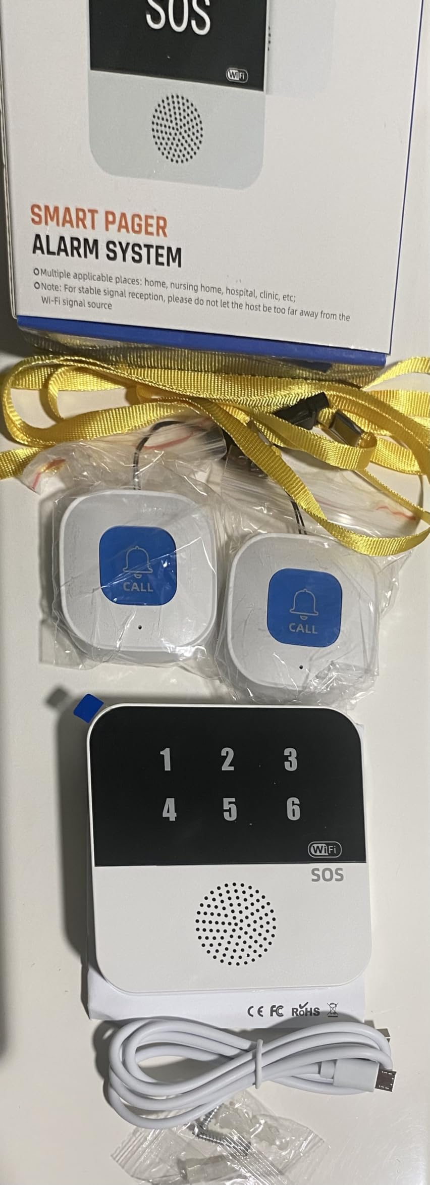 Life Alert Systems for Seniors No Monthly Fee, App-Controlled Caregiver Pager, 1-6 LED Number Reminder Function 1Waterproof Wrist Remote 2Call Button 1Receiver(Only Supports 2.4GHz Wi-Fi) customer photo 1