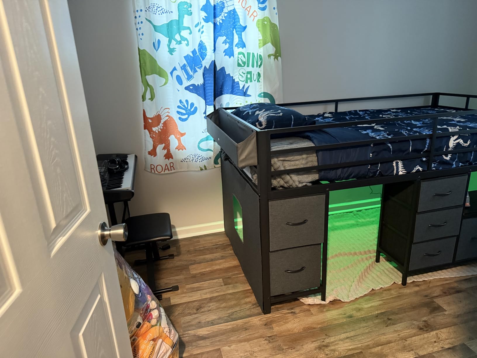 UINTAI Low Loft Bed with 7 Storage Drawers and Bookcase, Twin Low Loft Bed for Kids with 14