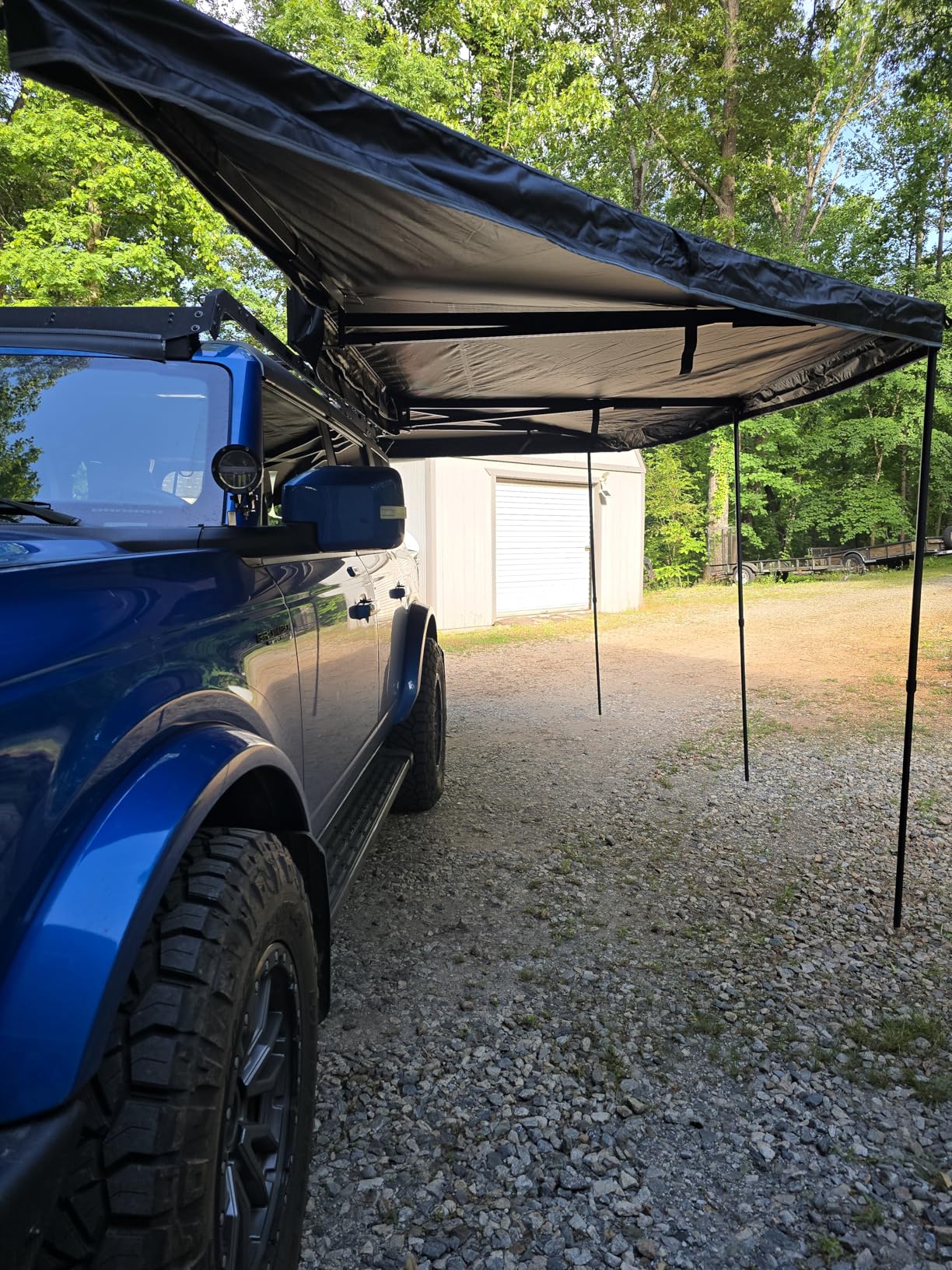 EROMMY 180 Degree Car Side Awning with Built-in LED Light, Straight Wall Side Coverage for SUV, Jeep, Van, Camper and Truck, Waterproof Vehicle-Mounted Camping Shelter customer photo 2