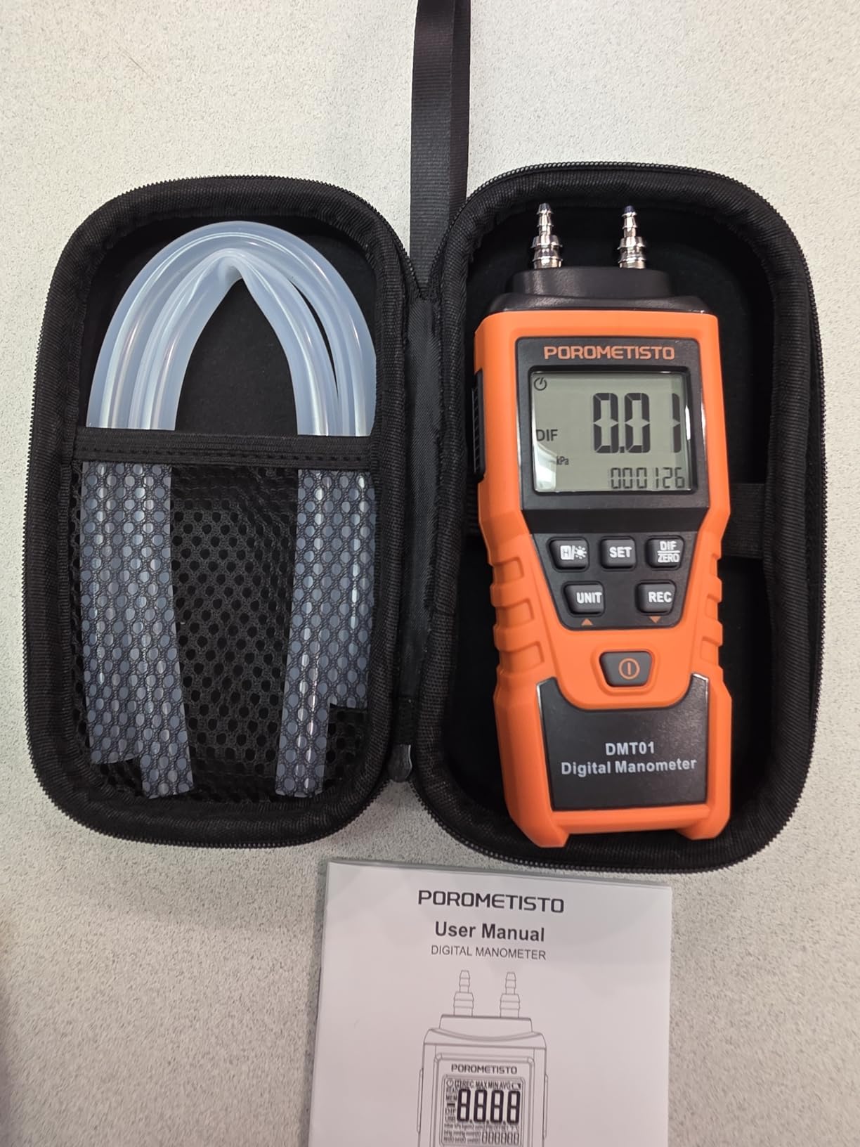 DMT01 Digital Manometer POROMETISTO, Manual Calibration Custom Zero, Real time Measurement, Max/Min/Avg Recording, HVAC Manometer, 12 Units Gas Pressure Tester, Differential Pressure Gauge customer photo 1