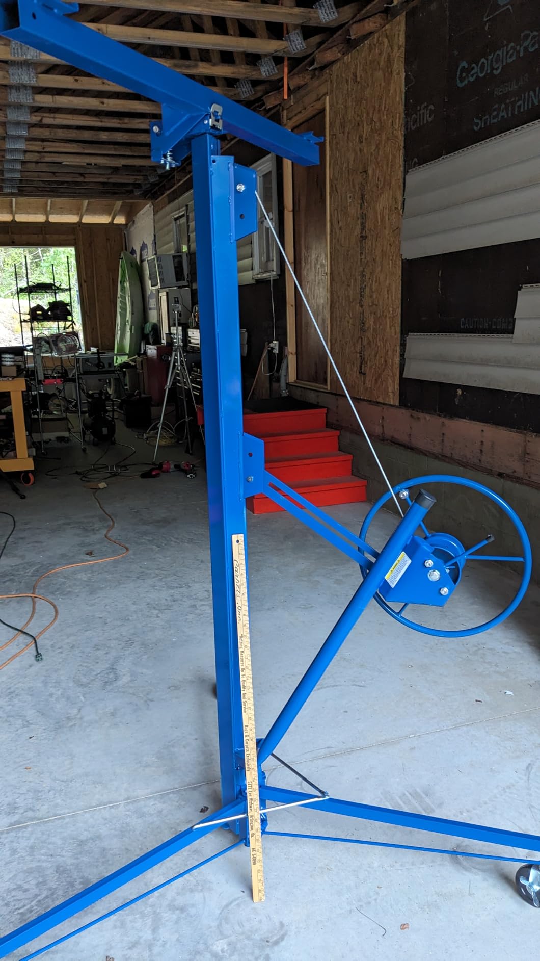 Drywall Lift 16 FT, Heavy-Duty 150 Lbs Drywall Rolling Lifter Panel, Sheetrock Hoist Lift Drywall Jack Lift for Ceiling, Drywall Panel Hoist with 360 Degree Adjustable Telescopic Arm & 3 Lockable Wheels customer photo 2