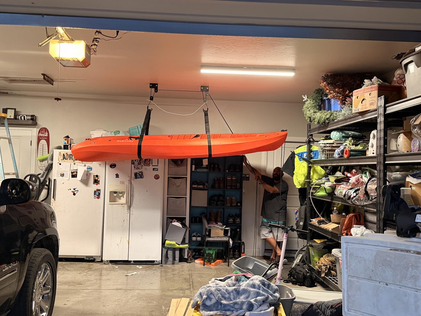 RAD Sportz Kayak Storage Hoist - Overhead Pulley System with 125lb Capacity for Canoes, Bikes, Ladders, and More - for up to 12-Foot Ceilings customer photo 1