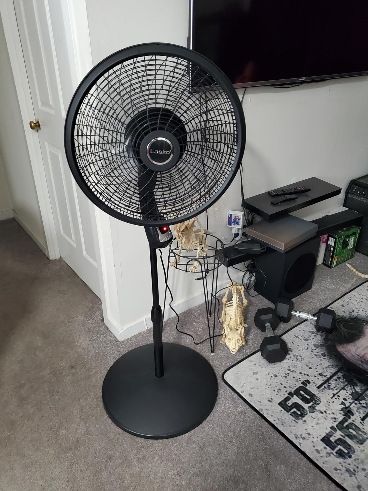 Lasko Oscillating Cyclone Pedestal Fan, Adjustable Height, Timer, Remote Control, 3 Speeds, for Bedroom, Living Room, Home Office, 18