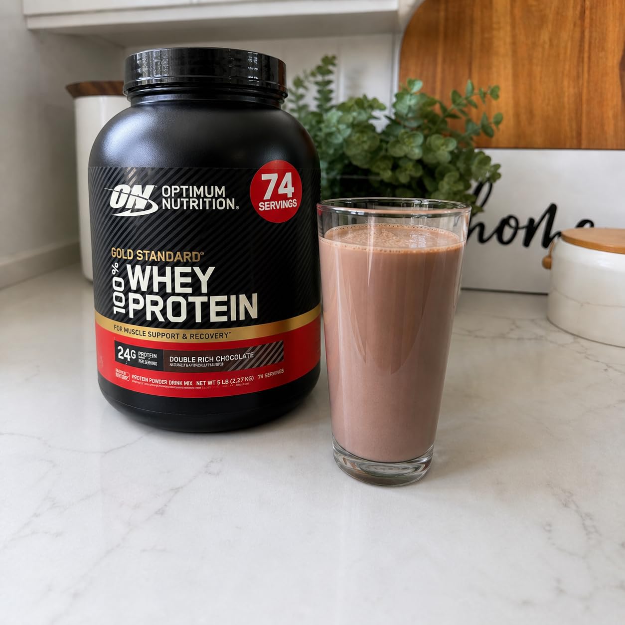 Optimum Nutrition Gold Standard 100% Whey Protein Powder, Double Rich Chocolate, 1.98 Pound customer photo 1