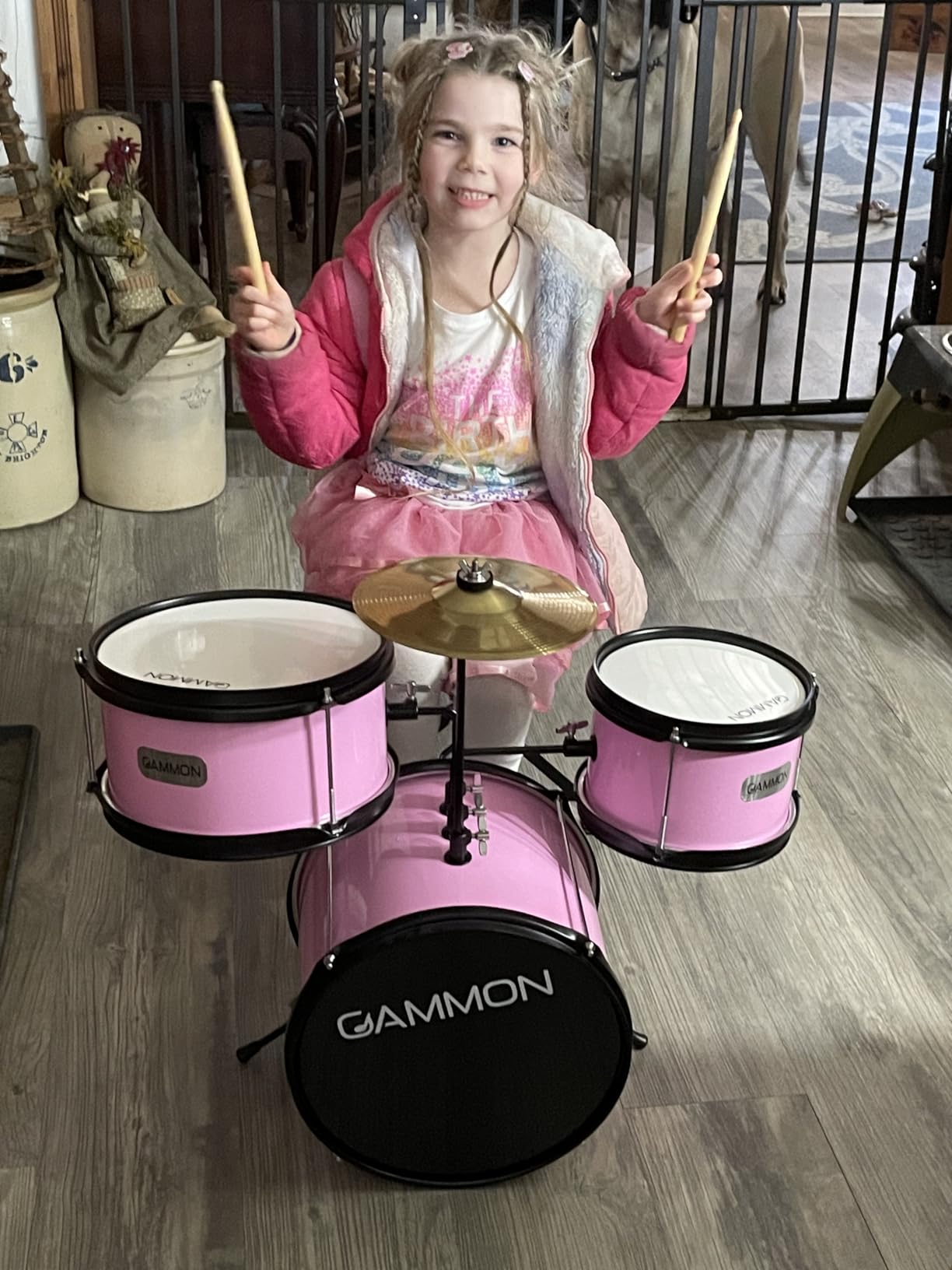 Gammon 3-Piece Junior Drum Set with Throne - Black, Complete Beginner Kit with Bass Drum, Toms, Cymbal, Pedal, and Drumsticks customer photo 1