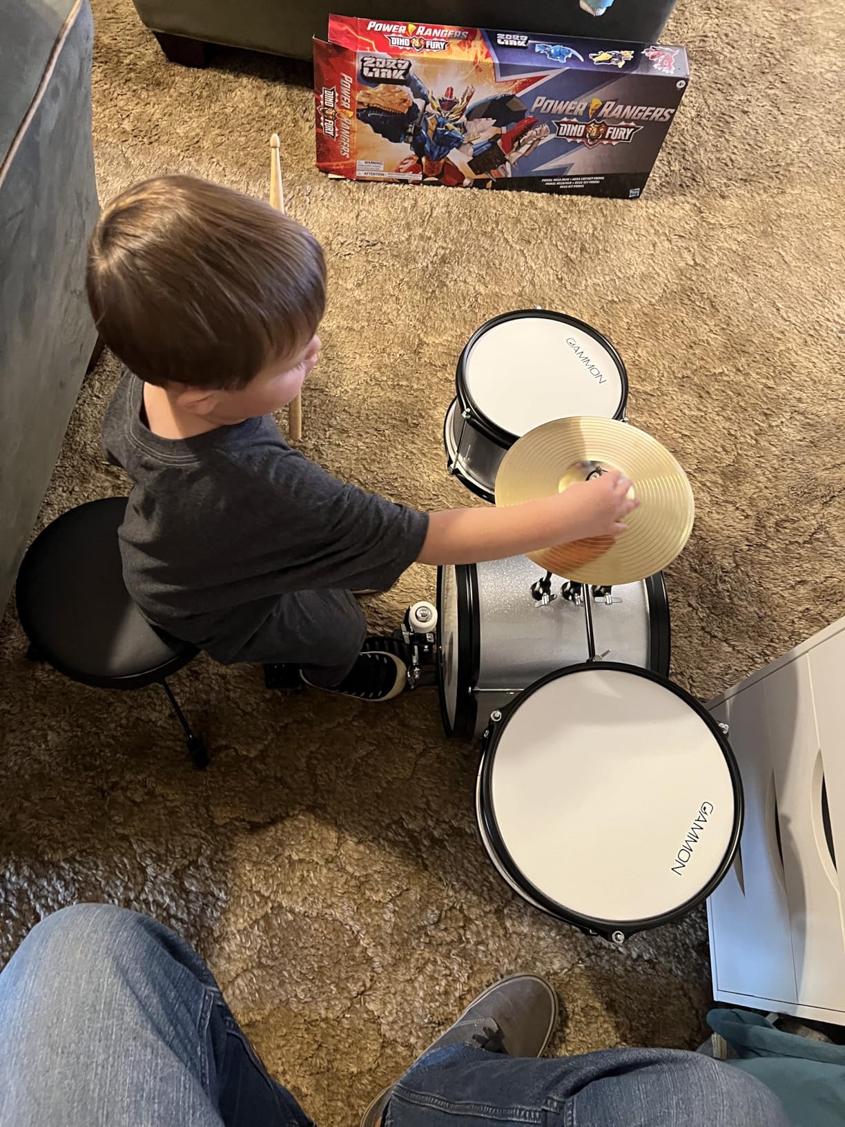 Gammon 3-Piece Junior Drum Set with Throne - Black, Complete Beginner Kit with Bass Drum, Toms, Cymbal, Pedal, and Drumsticks customer photo 2