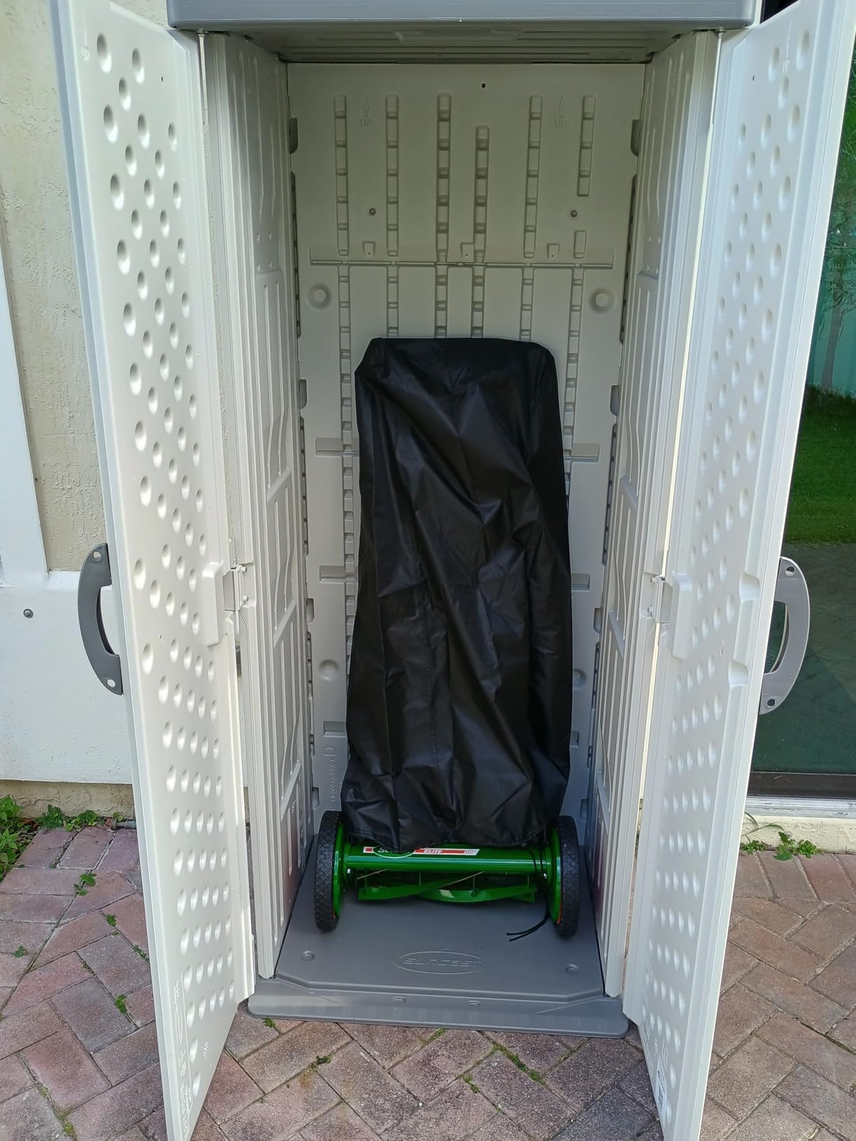 Suncast Vertical Outdoor Storage Shed with All-Weather Construction, Vanilla customer photo 2