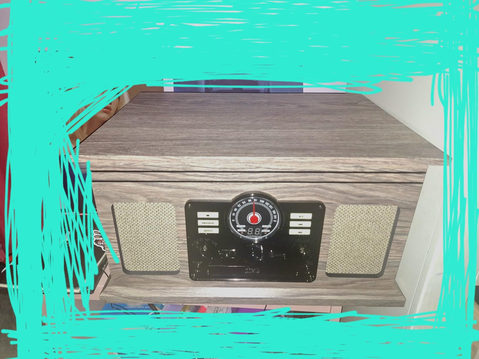 Victrola The Quincy 6-in-1 Bluetooth Record Player & Multimedia Center with Built-in Speakers - 3-Speed Turntable, CD & Cassette Player, FM Radio, Wireless Music Streaming (Mahogany) customer photo 1