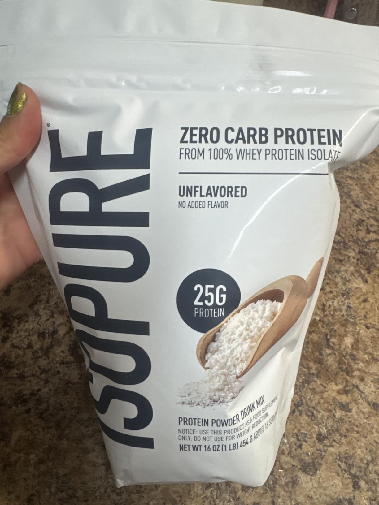 Isopure Zero Carb 100% Pure Whey Isolate Protein Powder, Gluten Free, Unflavored, 25g Protein Per Serving, 1 Lb customer photo 1
