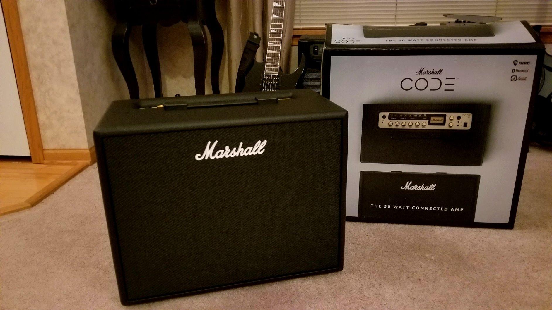 Marshall CODE50 Digital Combo Guitar Amplifier - Digital Effects and 100+ Presets | Preamp and Power Amp Models | 3.5mm Aux Input | Bluetooth Connectivity | 50W Output - Black customer photo 2