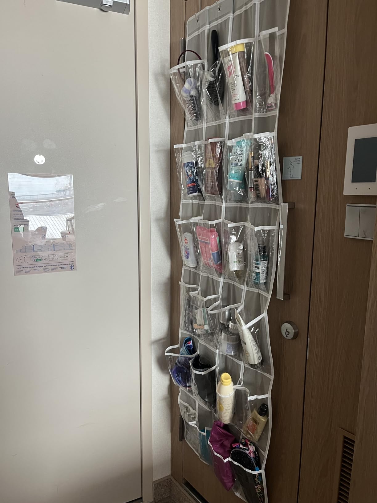 Simple Houseware 24 Pockets - Crystal Clear Over The Door Hanging Shoe Organizer, Gray (64'' x 19'') customer photo 1
