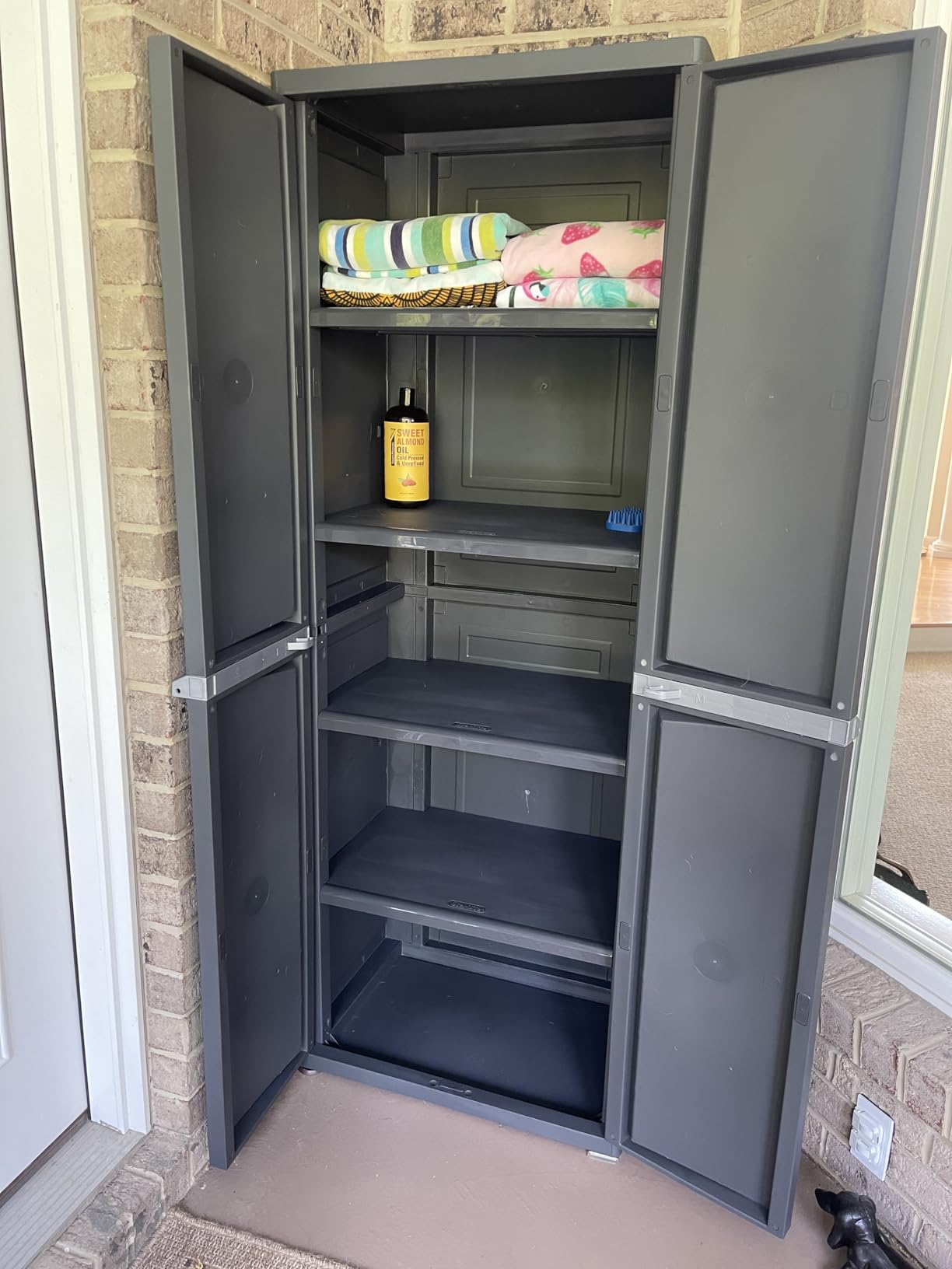 Sterilite 4 Shelf Cabinet, Lockable Utility Storage w/ Adjustable Shelves, Gray customer photo 2