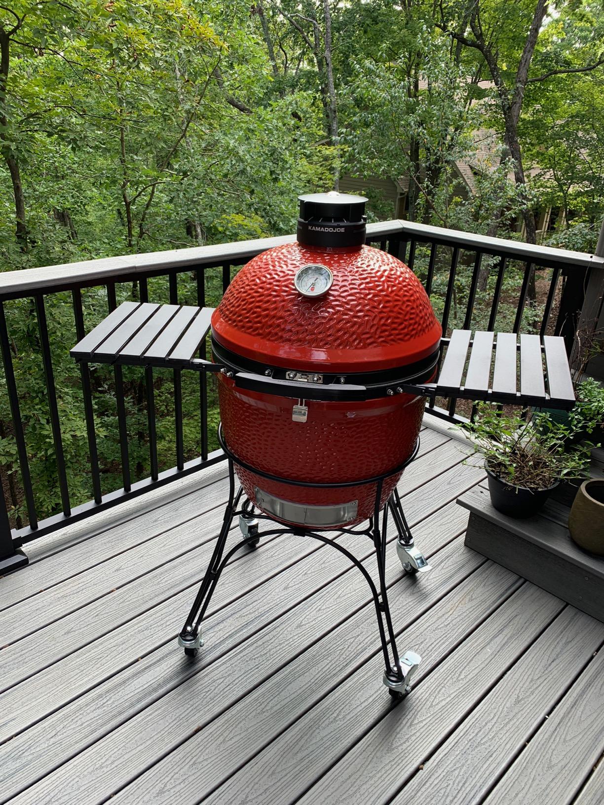 Kamado Joe Classic Joe Series II 18-inch Ceramic Charcoal Grill and Smoker with Cart, Side Shelves, Stainless Steel Grates and 250 Cooking Square Inches in Red customer photo 2