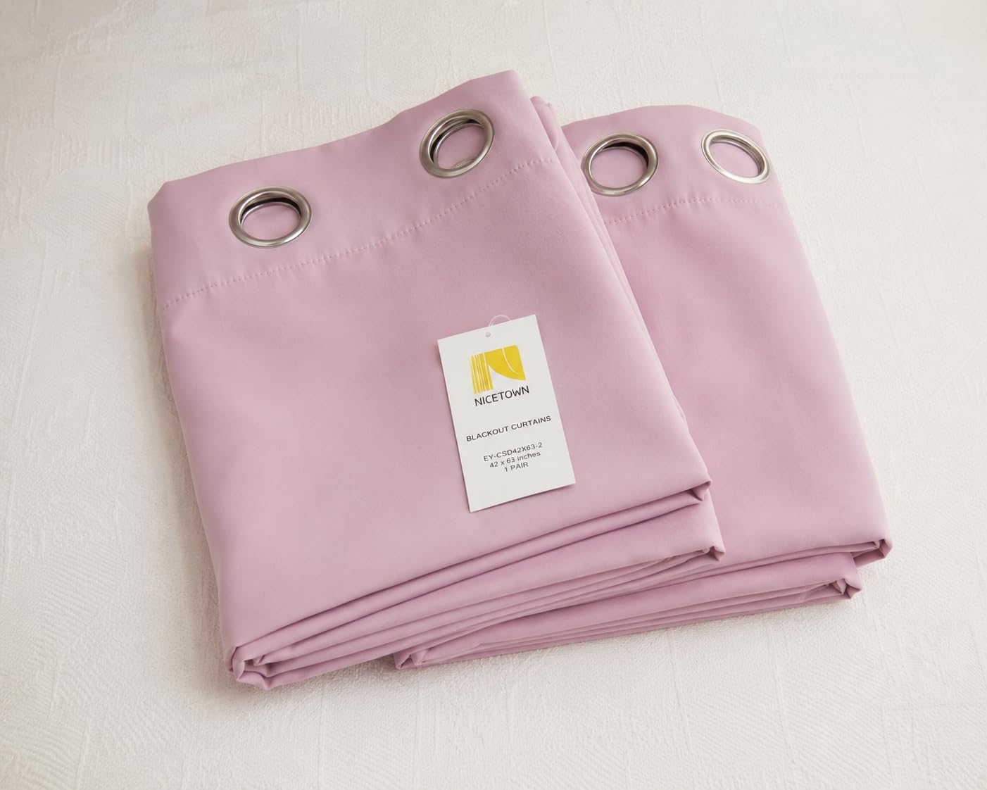 NICETOWN Nursery Essential Thermal Insulated Solid Grommet Top Blackout Curtains/Drapes (1 Pair, 42 x 63 inches in Baby Pink) customer photo 1