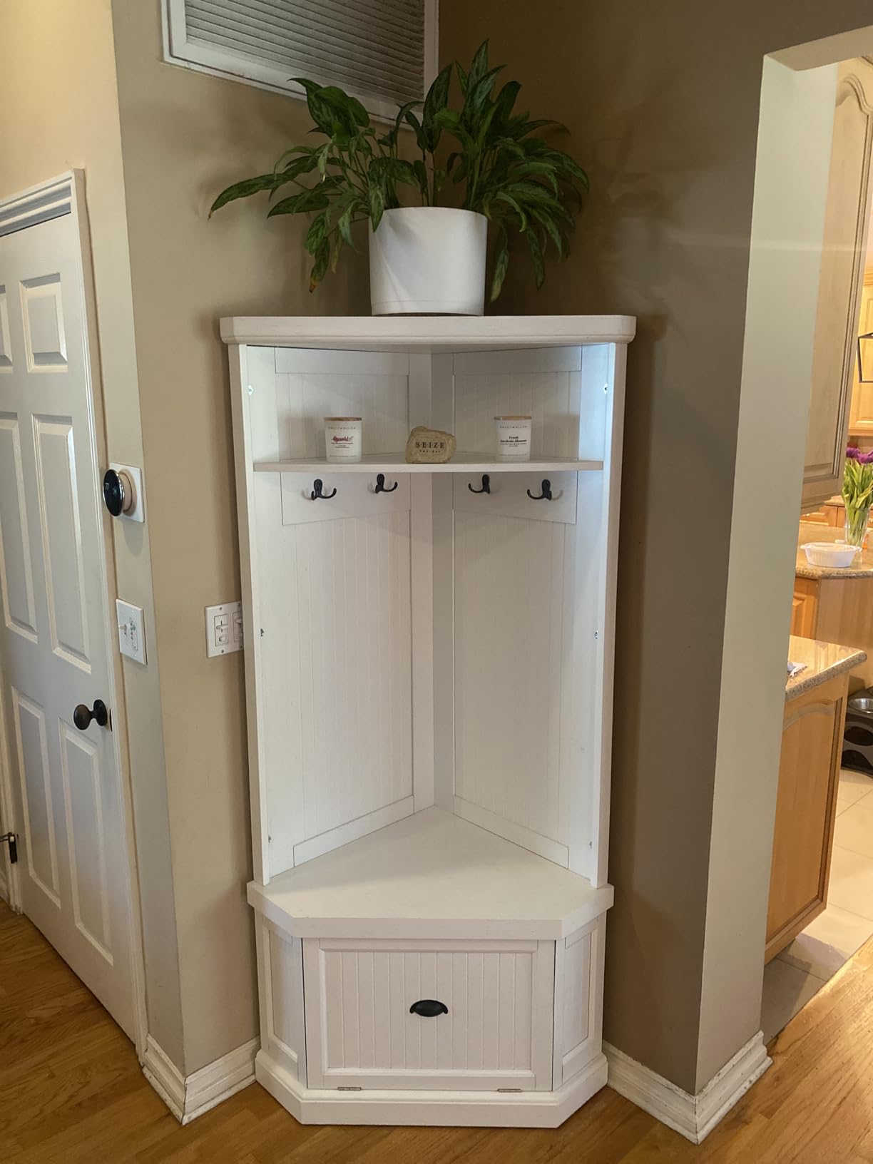 Crosley Furniture Seaside Hall Tree with Shoe Rack Bench and Coat Hooks for Hanging Storage, Distressed White customer photo 1