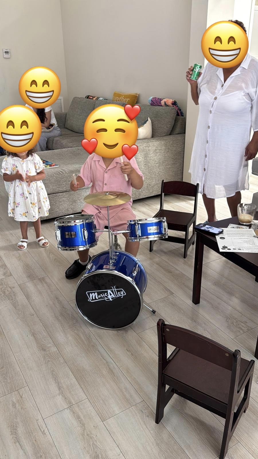 Music Alley 3 Piece Kids Drum Set with Drum Sticks & Drum Throne Seat customer photo 1