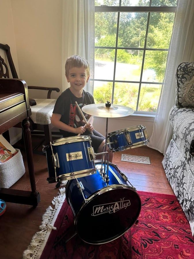 Music Alley 3 Piece Kids Drum Set with Drum Sticks & Drum Throne Seat customer photo 2