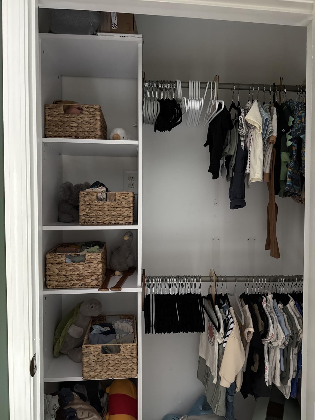 ClosetMaid SuiteSymphony Small Closet Organizer Starter Kit with Tower and 3 Hang Rods, Shelves, Adjustable, Customizable Wardrobe Organizer System, Reach-In or Walk-In Closets, Pure White customer photo 1