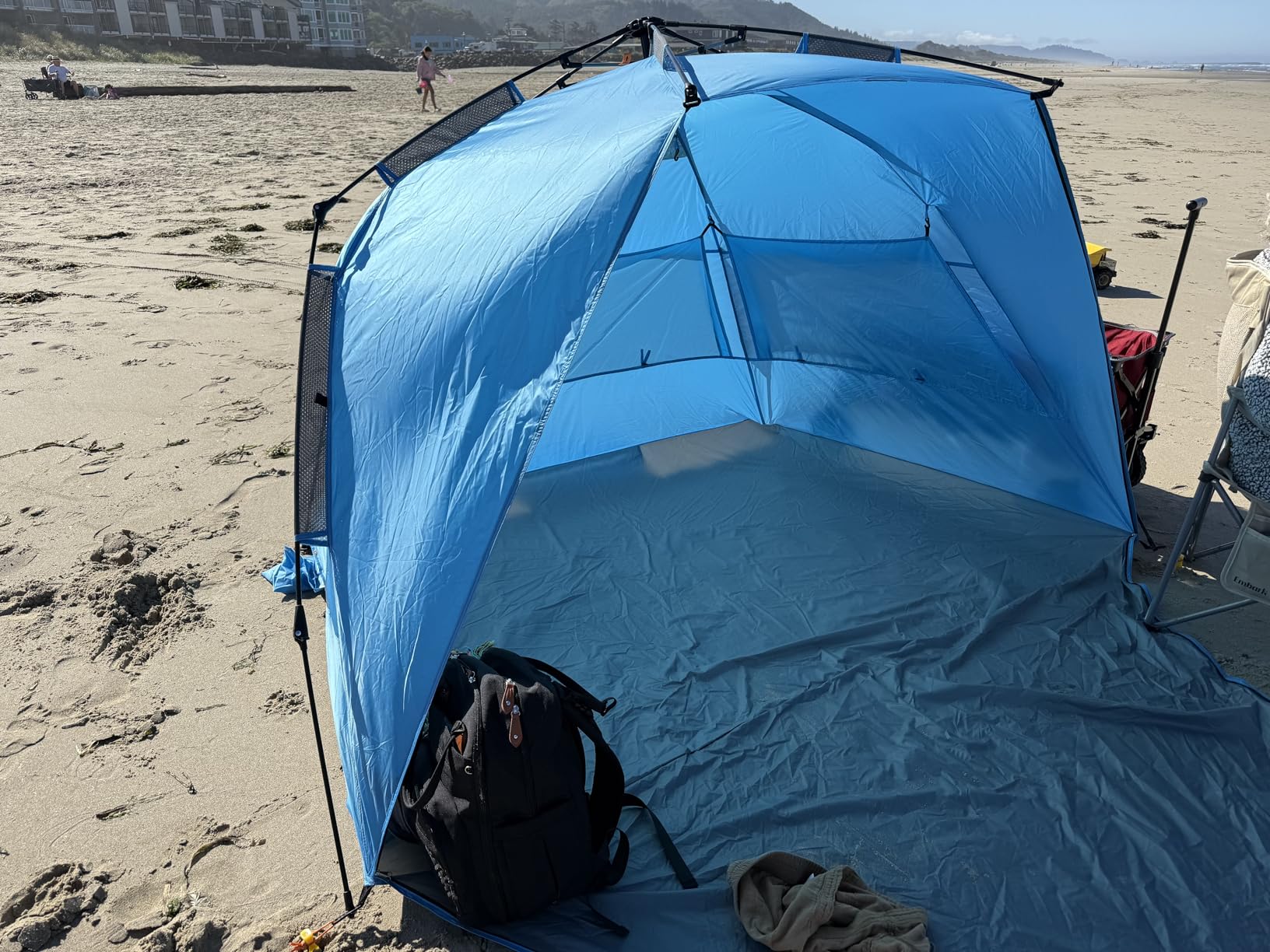 OutdoorMaster Beach Tent Sun Shelter for 3-4 Person, Pop Up Beach Tent Easy Setup with Sandbags, Portable Sun Shade Canopy with Carrying Bag for Beach & Outdoor, UPF50+ UV Protection, Family Size customer photo 2